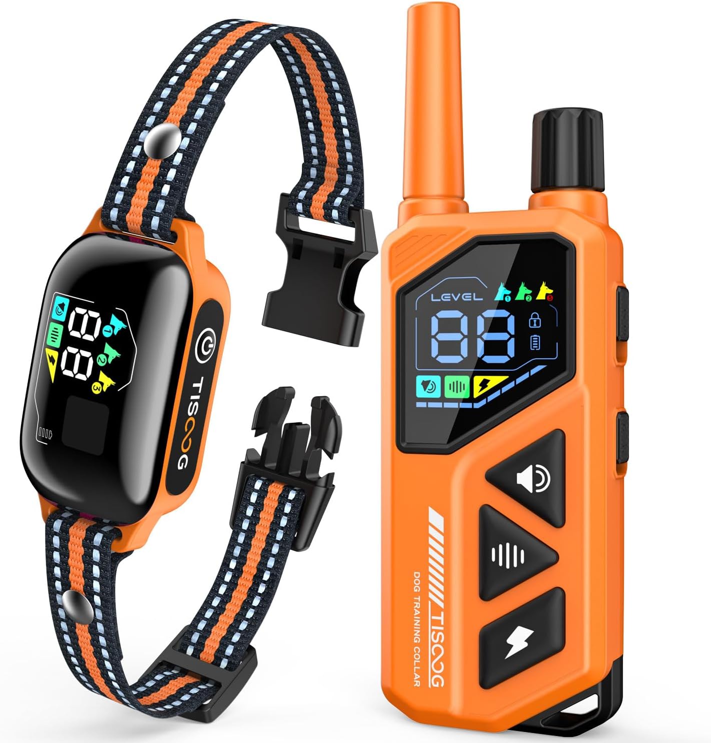 Dog Shock Collar - 3300FT Dog Training Collar with Remote, IPX7 Waterproof Electric Dog Collar with 4 Training Modes, Security Lock, Rechargeable E-Collar for Small Medium Large Dogs (Orange)