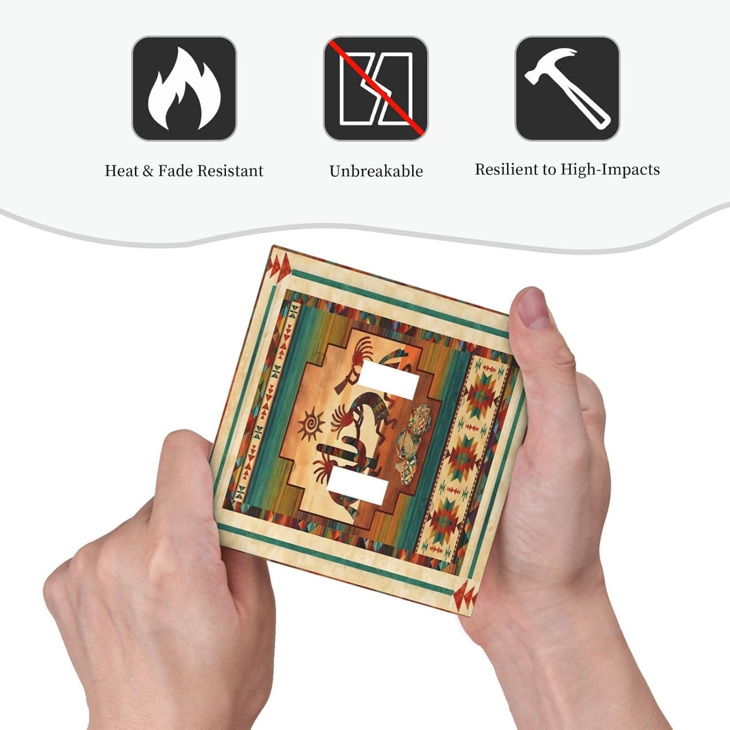 Decorative Light Switch Plate Covers Native American African Afro 2 Gang Light Switch Cover Unique Double Toggle Wall Plate Outlet Covers for Home Bedroom Decor （2 Pack）