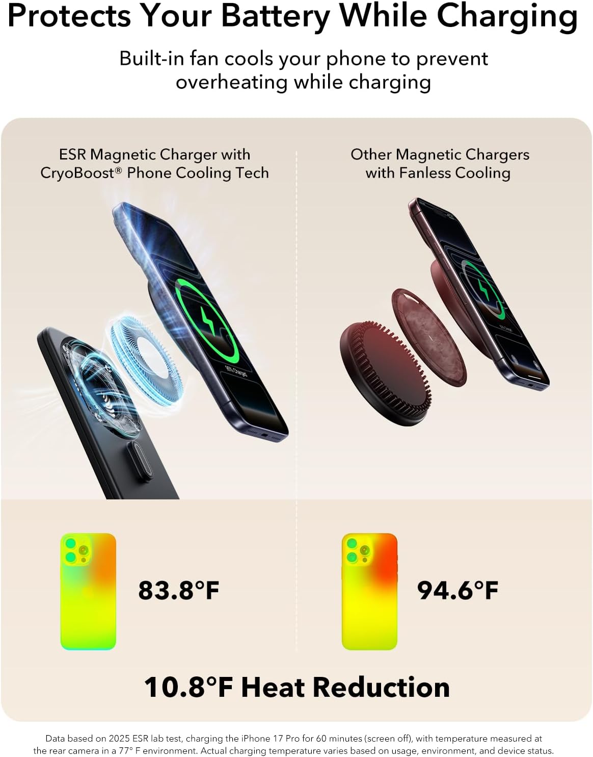 ESR 3 in 1 Charging Station for Apple, Qi2.2 25W MagSafe Charger with CryoBoost, Phone-Cooling Wireless Charging Station Foldable, for iPhone 17/16 with iOS 26(50W Adapter), AirPods, Apple Watch,Black