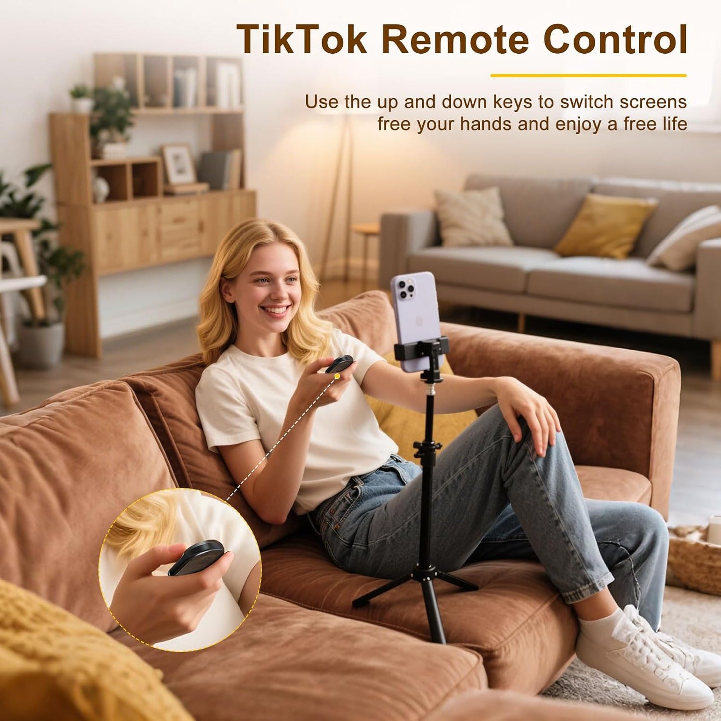 Tiktok Scrolling Ring, iPhone Remote Control, Bluetooth Camera Remote Control, Mobile e-Book Page Turner, Suitable for iOS/Android Phones and Tablets