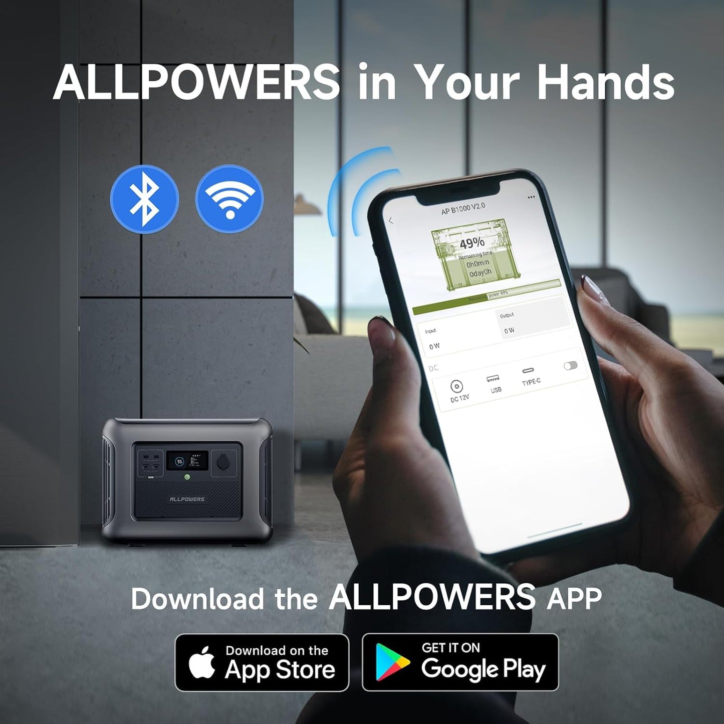 ALLPOWERS Expansion Battery B1000,1152Wh LiFePO4 (LFP) Battery with 10-Year Lifespan, Compatible with R1500/ R2500 Solar Generators, Power Station for Camping, Party, RV, Home Use