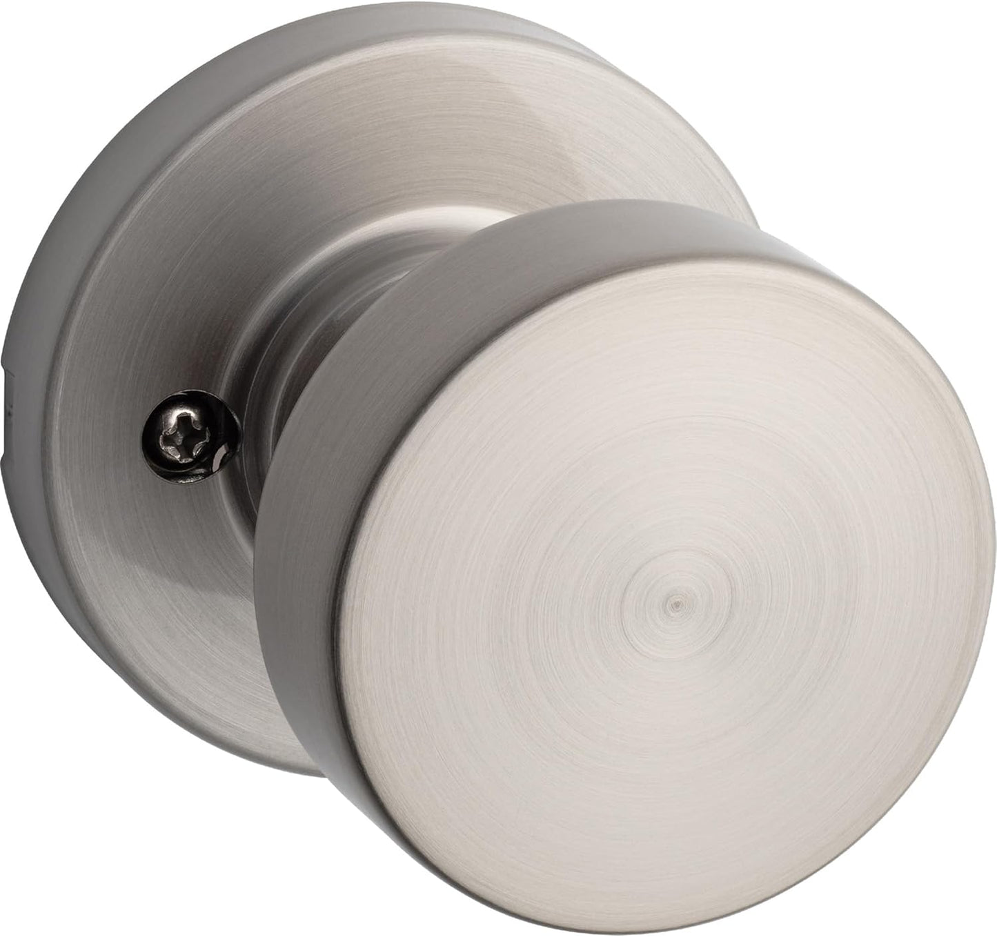 Kwikset Pismo Dummy Door Knob, Single Sided Handle for Closets, French Double Doors, and Pantry, Satin Nickel Non-Turning Interior Push/Pull Door Knob, with Microban Protection