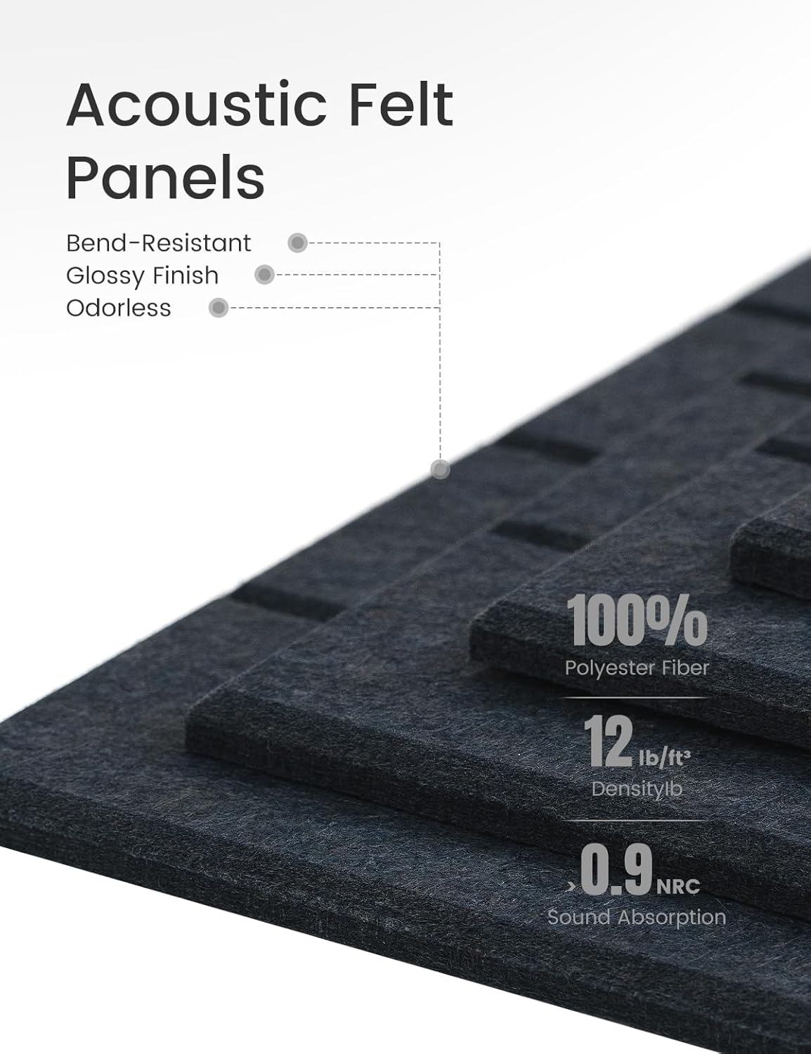 Felt Bulletin Board Tiles Large 48" x 36" Cork Board Alternative-12 Pack with 70 Adhesive Tabs, Thick Slat Wall Panels for Office Decor, Push Pin Board Wall Organizer -Deep Charcoal Blue