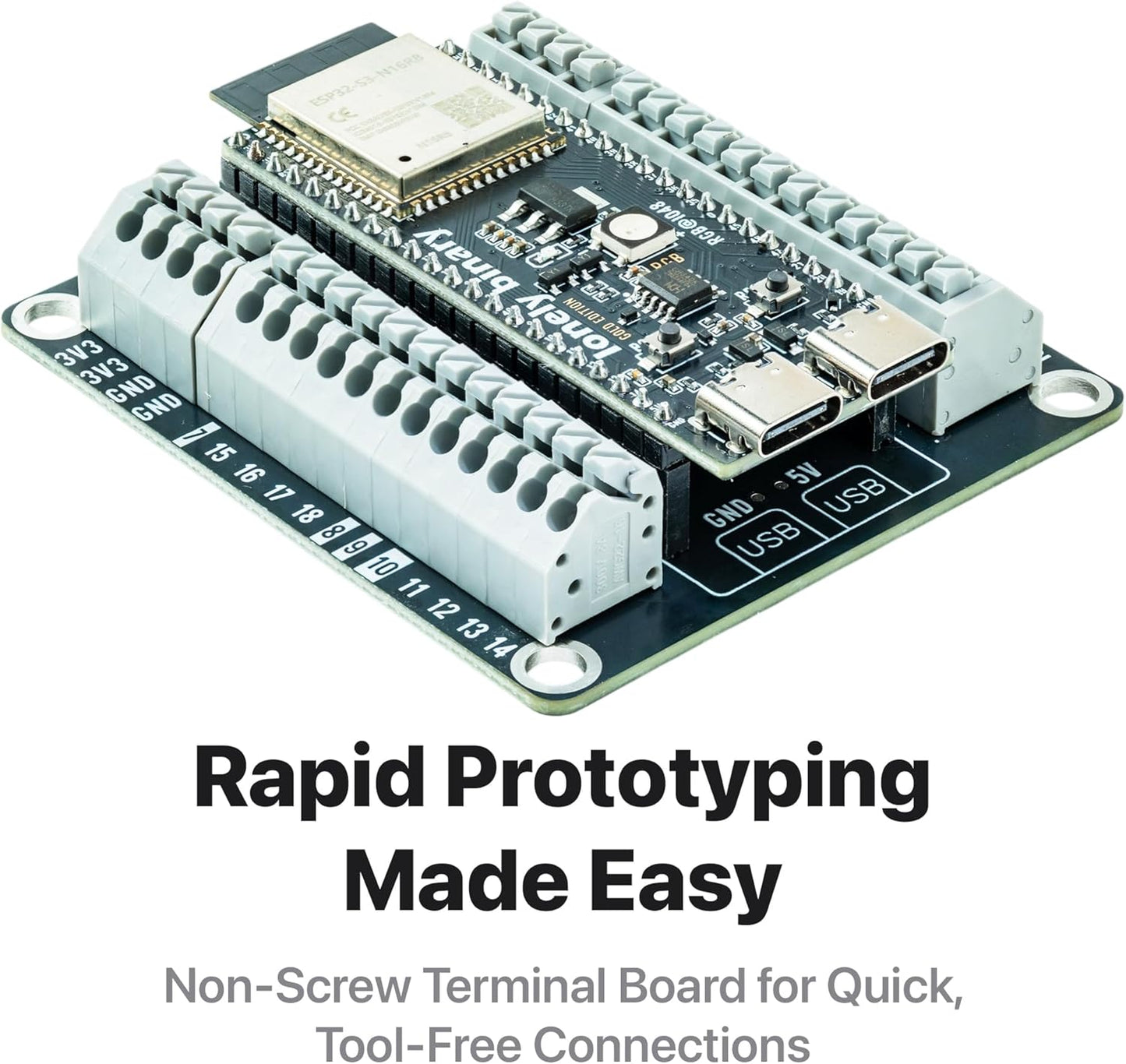 3-Pack ESP32-S3 N16R8 Gold Edition Kit with 16MB Flash, 8MB PSRAM, Expansion Boards, Terminals, Data Cable & Tutorials - Lead-Free Gold Finish Compatible with Arduino IDE & MicroPython