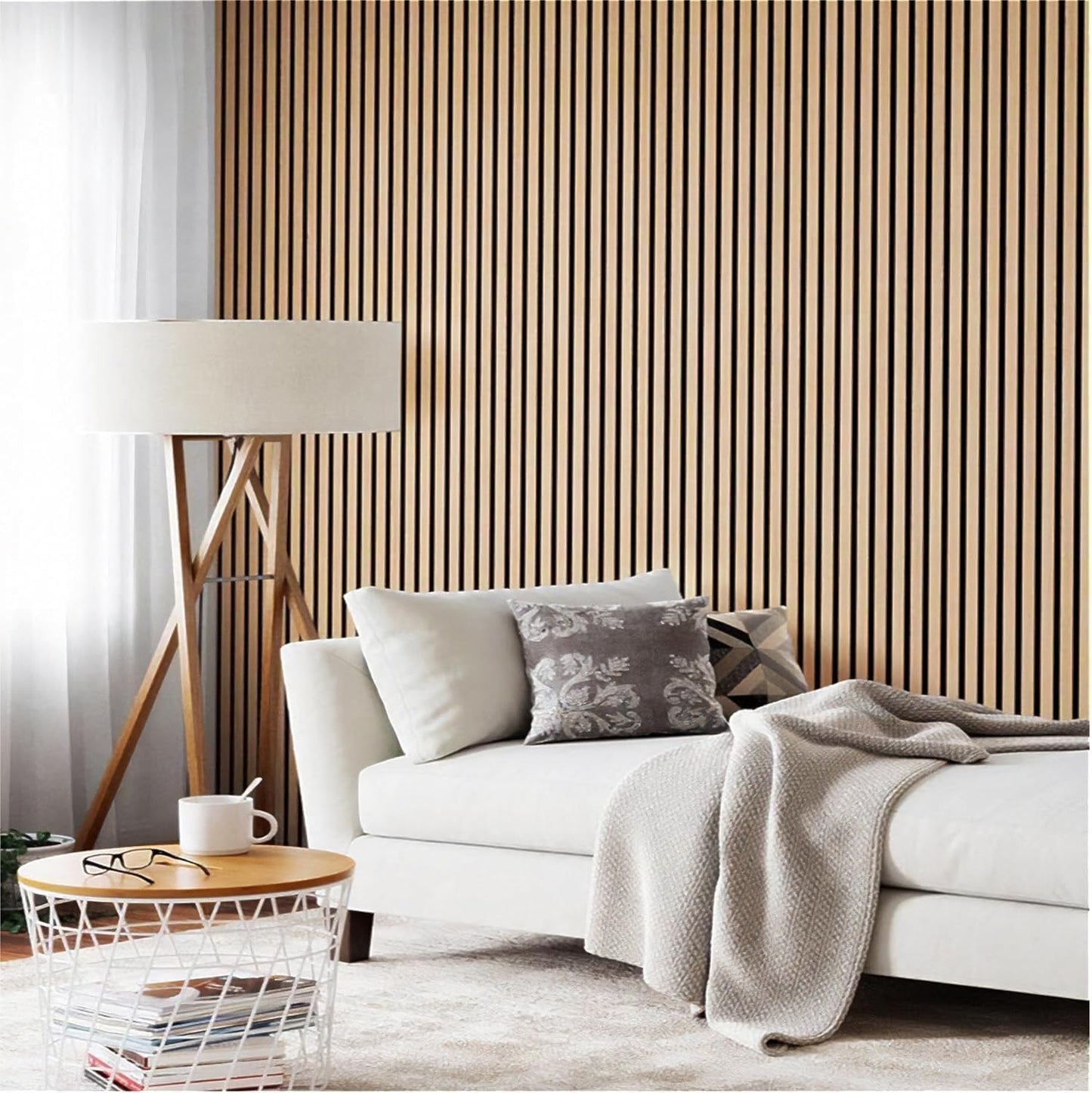 Wood Panels for Wall - Oak Acoustic Wall Panels - 4PK Wall Wood Panels - 94.49” x 12 - Soundproof Wall Panels for Decor - Acoustic Slat Wood Wall Panels for Interior Decoration of Walls (Oak) (Oak)