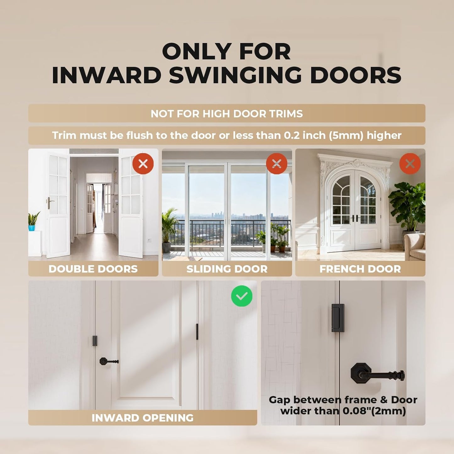 3 Pack Home Security Door Reinforcement Lock, Childproof Safety Door Lock Latch Stopper, Removable Screw-Mounted, Prevent Home Unauthorized Entry, Aluminum Construction, Withstands 800 lbs