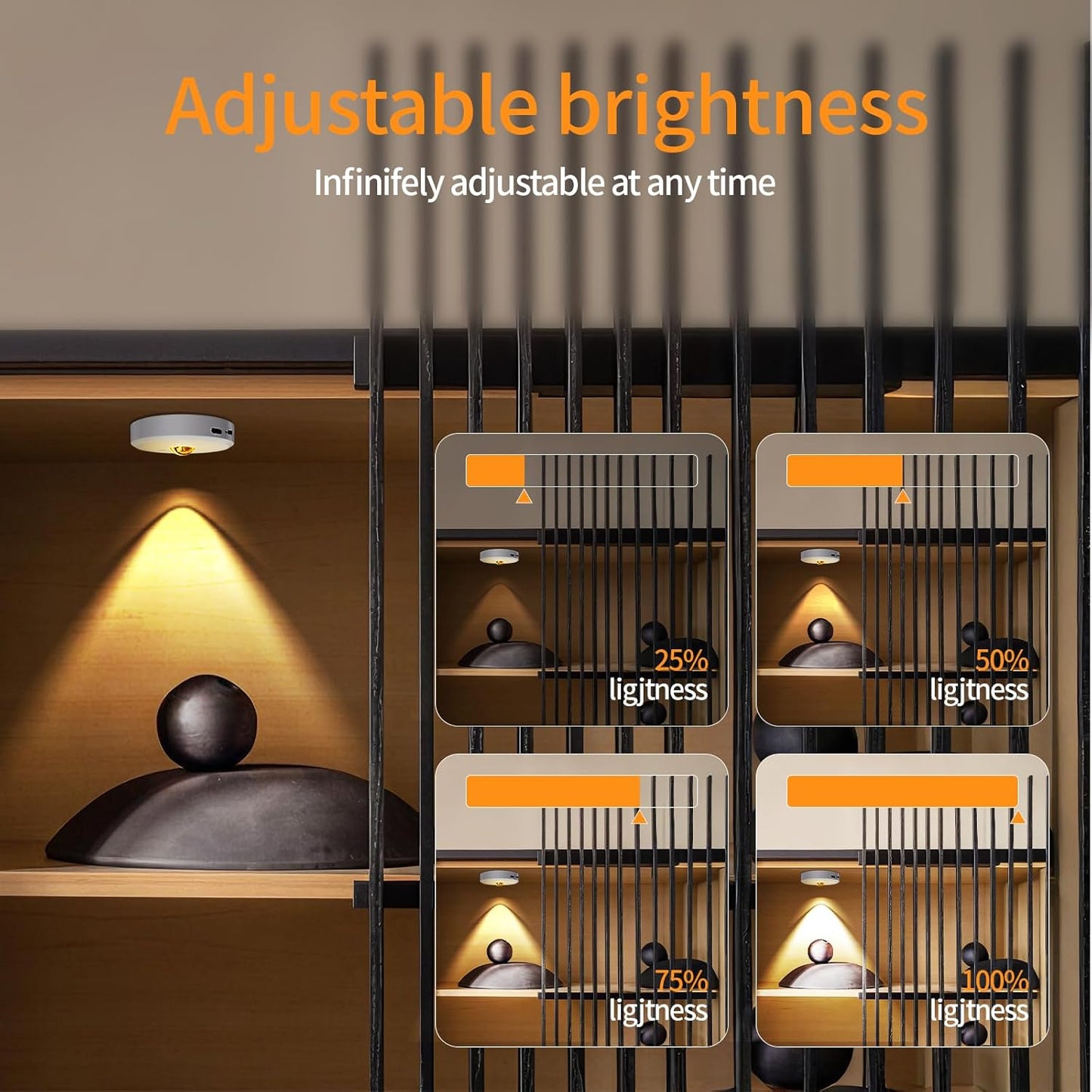 Puck Lights Cordless with Remote Control, 2200mAh Rechargeable Under Counter Lighting,3 Color Temperatures Dimmable Under Cabinet,Closet Light,Tap Light for Hallway (Silver, 5PCS)