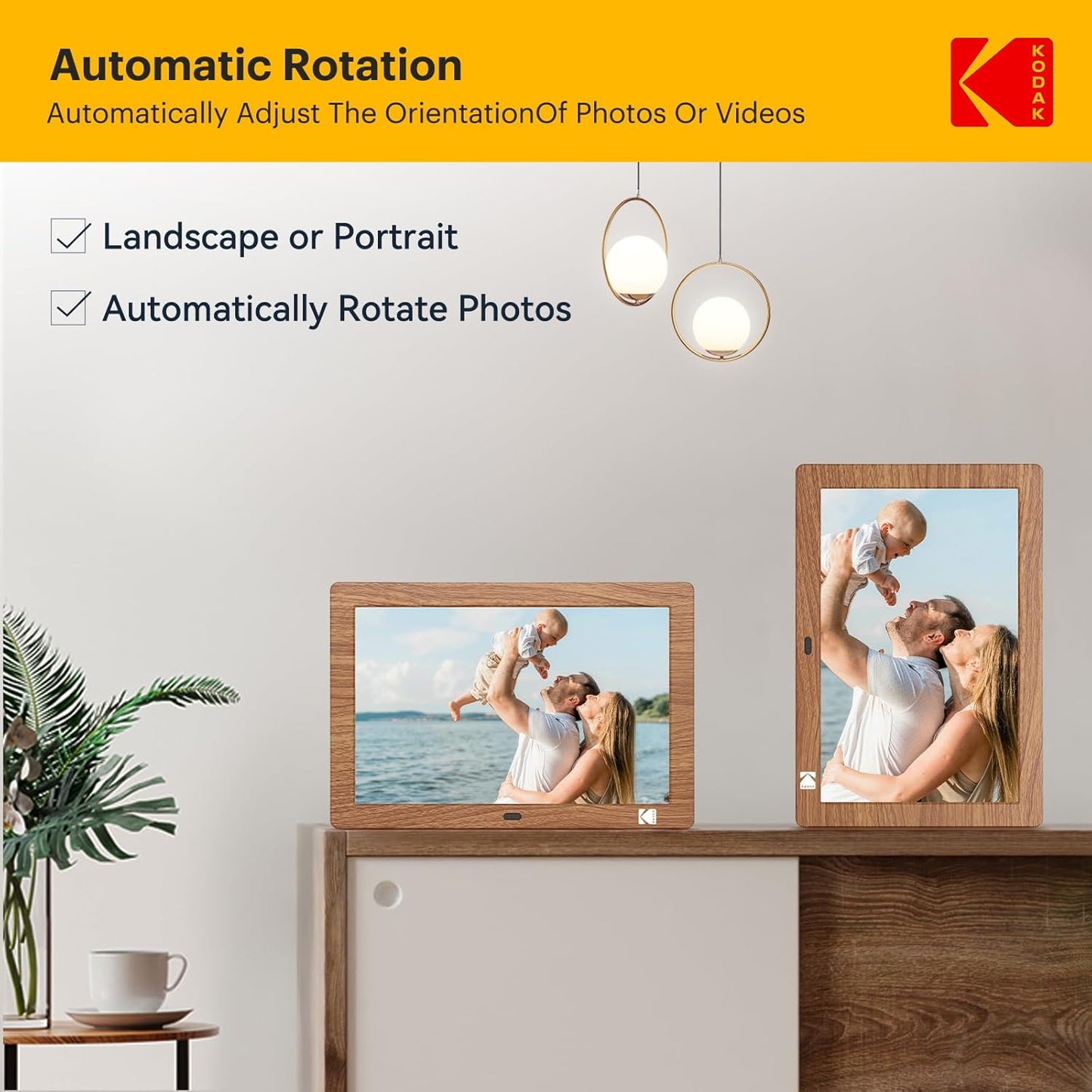 KODAK 8 Inch Digital Picture Frame with Remote Control,1280 * 800 IPS HD Screen Digital Photo Frame, Auto-Rotate,Easy Operated Programmable Auto On/Off, NO WiFi