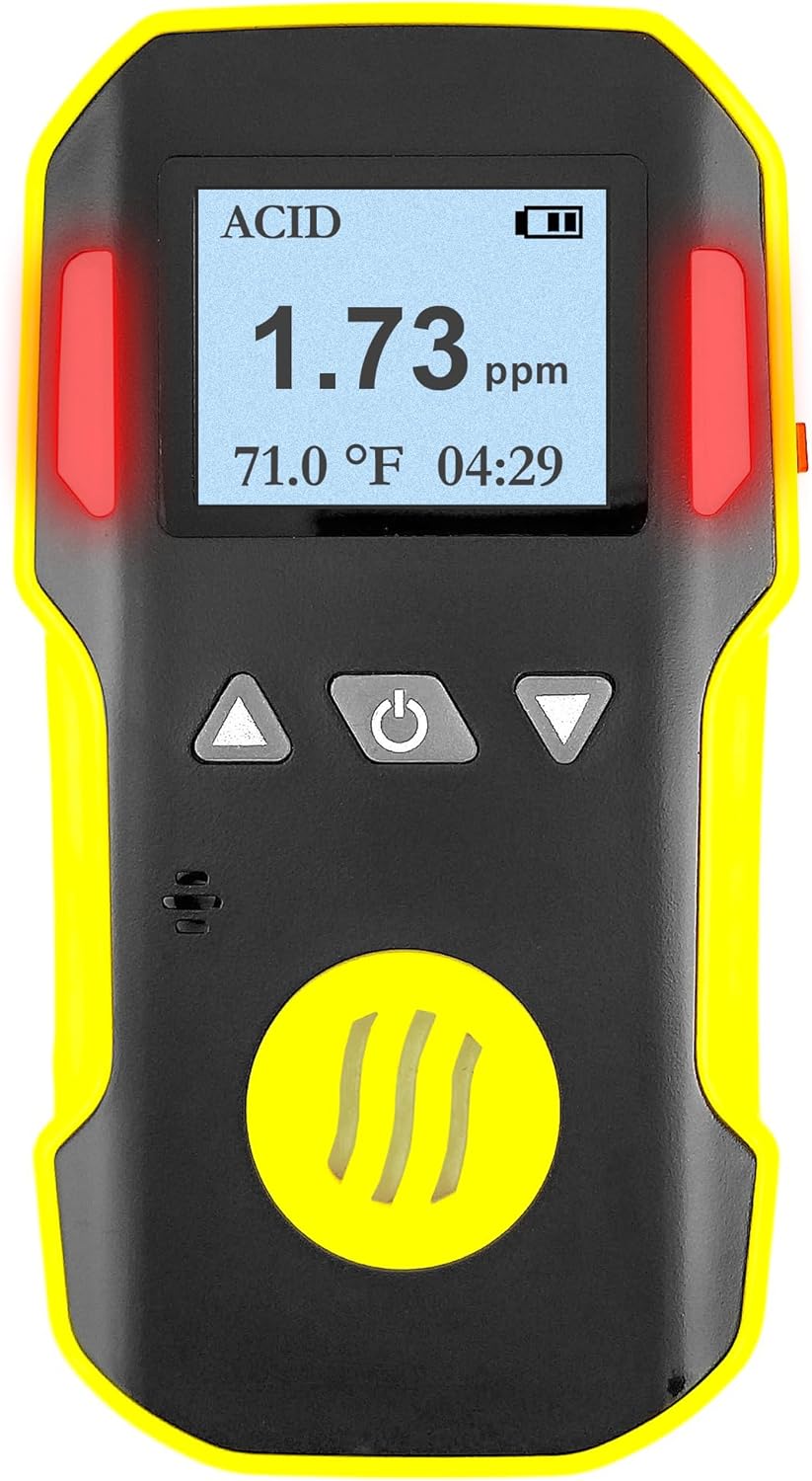 Acid Gas Detector by Forensics | USA NIST Calibration & Certificate | Dust & Explosion Proof | USB Recharge | Sound, Light and Vibration Alarms | 0-10 ppm |