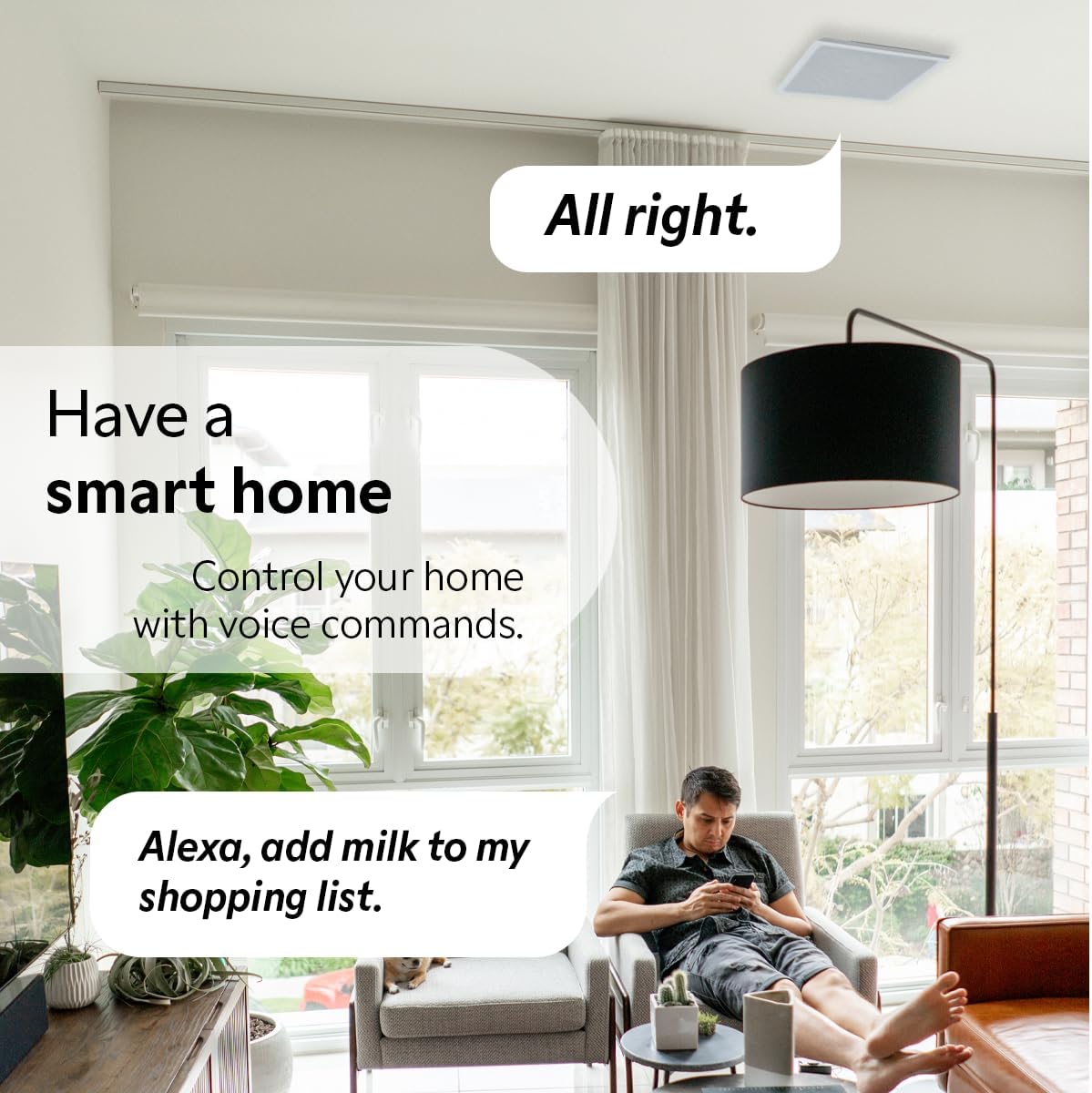 Splin Ceiling Embedded Mount Stand Compatible with Smart Speaker Alexa Echo Pop, Echo Dot 4th and 5th gen., Amazon, and HomePod Mini, Apple— Pro Light— Model Squared Built-in (White) —