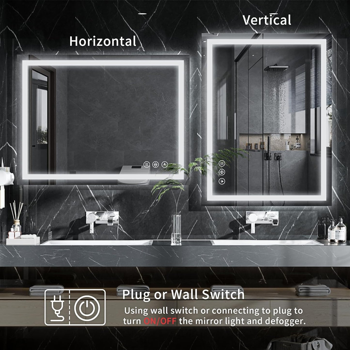 30"x36" LED Bathroom Mirror with Lights, Dimmable, Anti-Fog, Lighted Bathroom Vanity Mirror for Wall, Backlit + Front Lit, Memory Function, Shatter-Proof, Tempered Glass