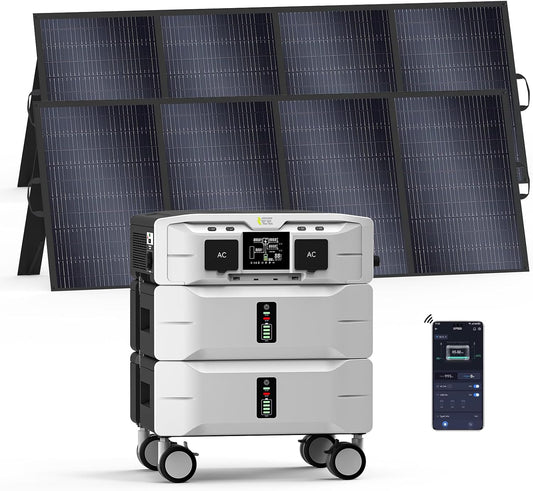 IEE 5120Wh Portable Power Station SP5000 with 2x400W Solar Panel, 120/240V 5000W(Peak 9000W) AC Output Solar Generator, Expandable Capacity, LFP Battery Generator for Home Use, Power Outages, RVs