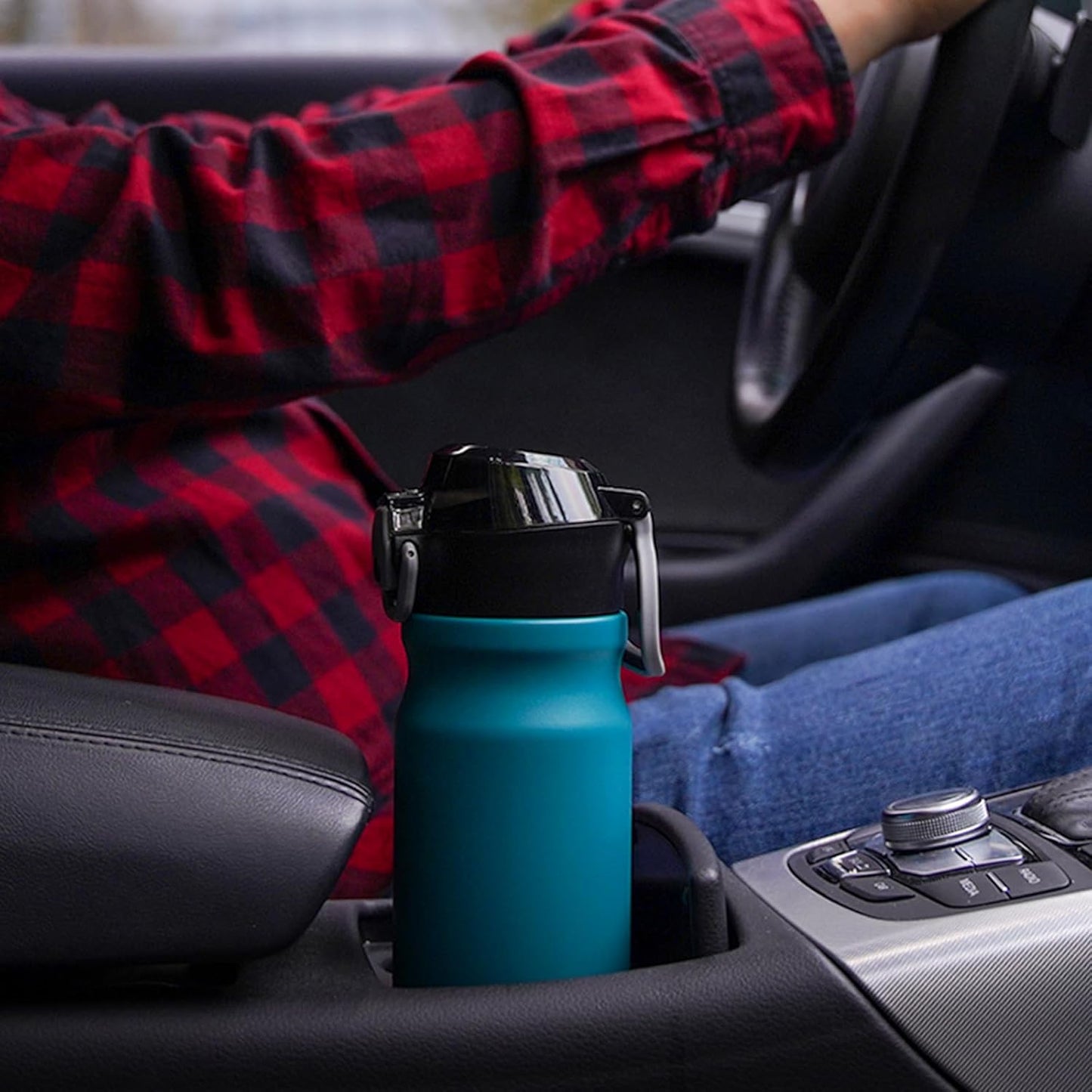 BJPKPK Water Bottle with Straw 18oz Insulated Water Bottles Reusable Stainless Steel Metal Thermal Flask with Leak Proof Lockable Lid and Carry Handle,Lavender Green