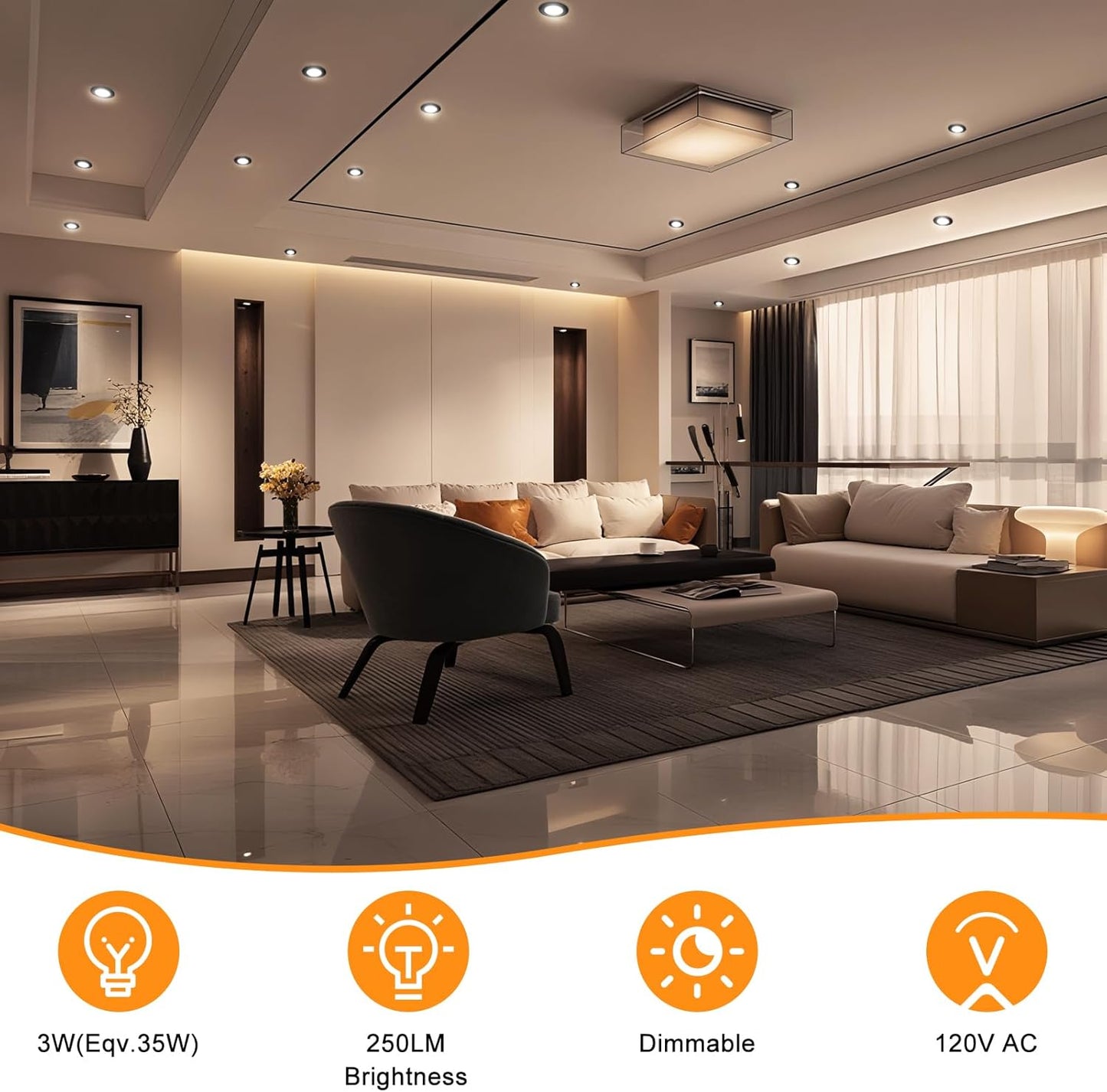 YGS-Tech 2 Inch LED Recessed Lighting, Dimmable Downlight 3W(35W Halogen Equivalent), CRI80, 3000K Warm White Ceiling Light with LED Driver(10 Pack)