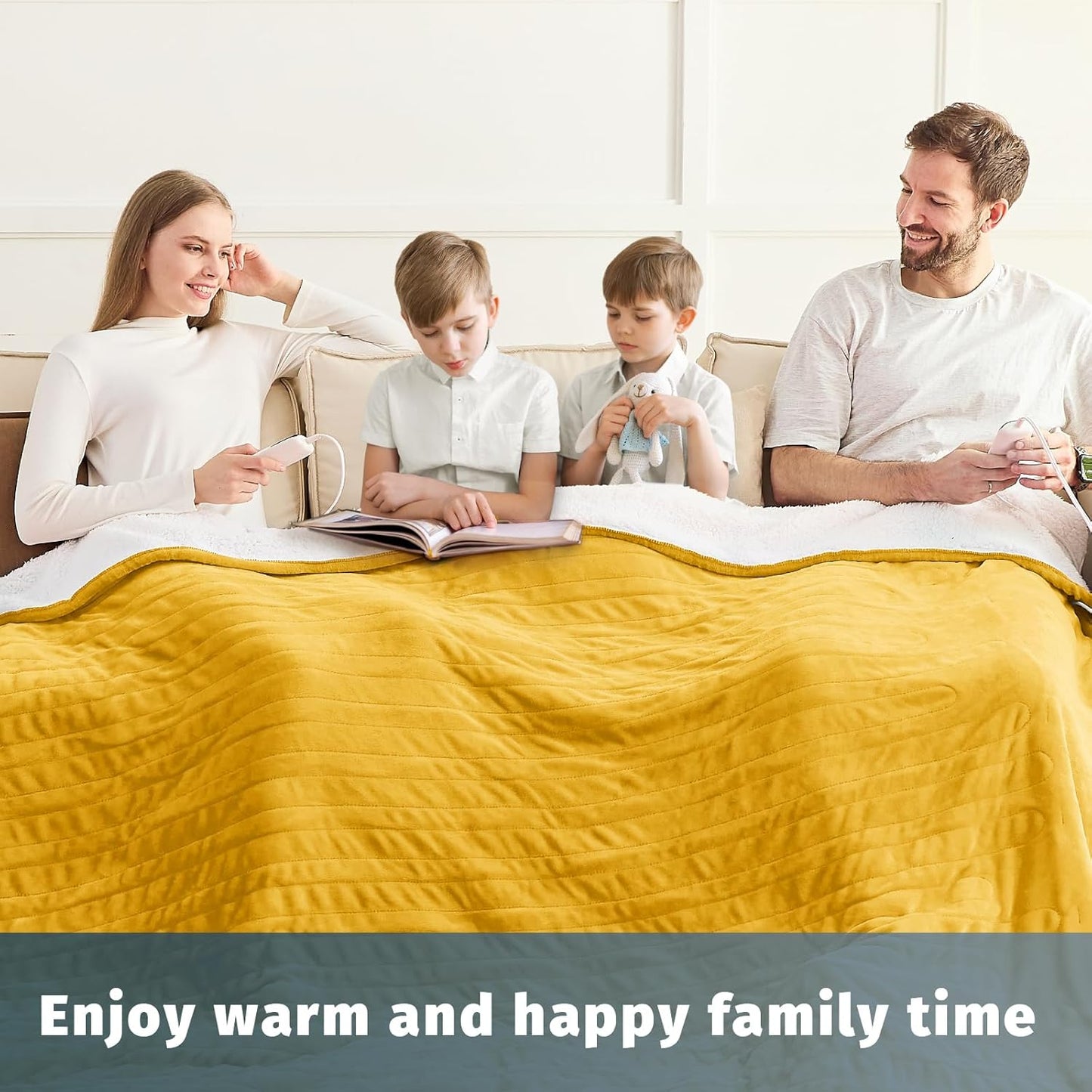 Heated Electric Blanket King Size - 90" x 100" Heating Blanket with Dual Control, 10 Heating Levels & 8 Hours Auto Off, Soft Warm Flannel Blanket, Christmas Birthday Gifts for Senior Grandma