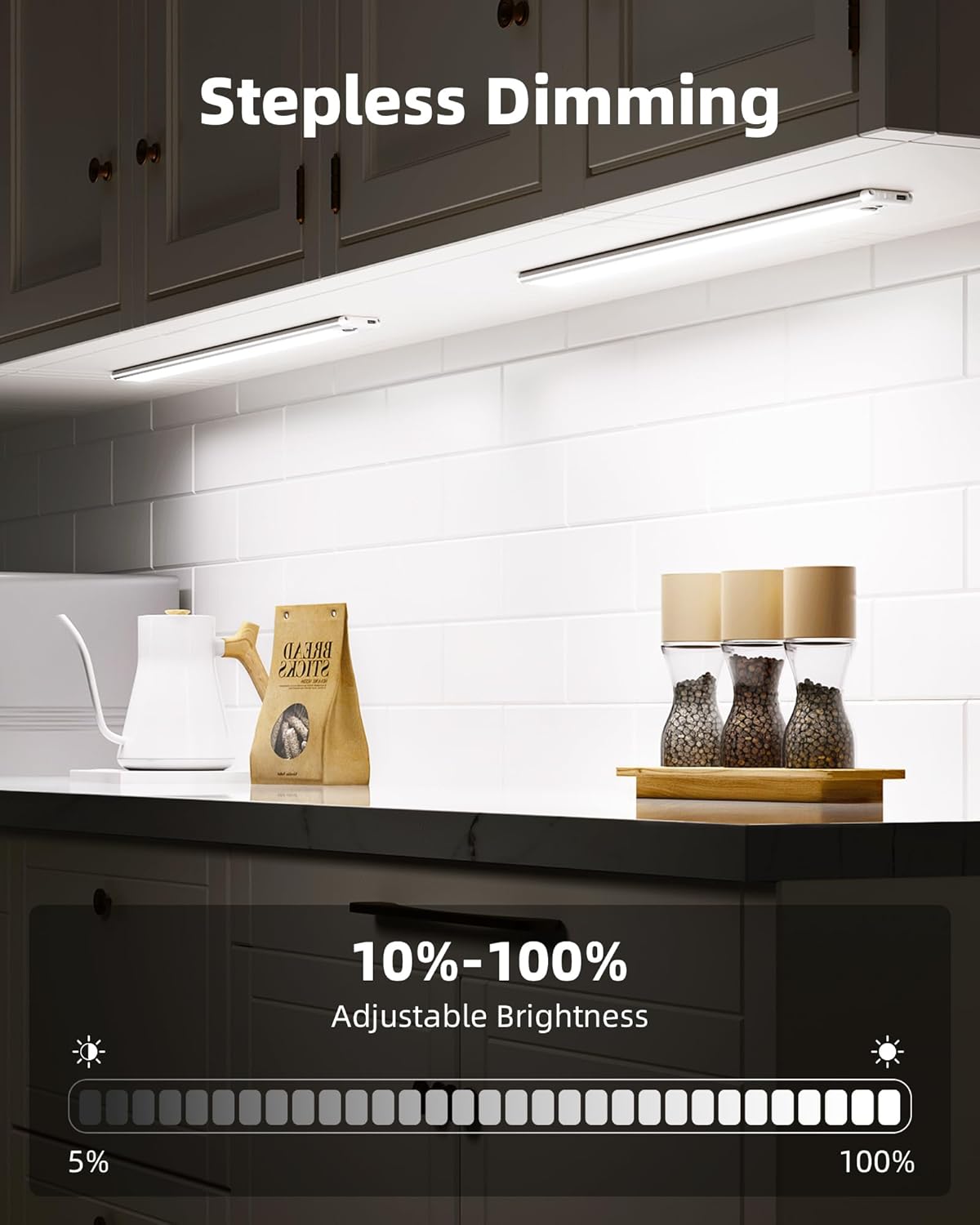 EZVALO Under Cabinet Lights, 14.5'' Motion Sensor Light Indoor Dimmable, 4000mAh Rechargeable Closet Lights 5700K with Remote Control, Wireless Under Counter Light for Kitchen,Cabinet,Bedroom（4Pcs）