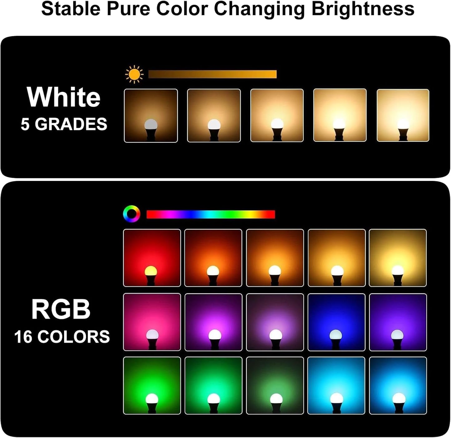 RGBW Bulbs10W (85W Equivalent),A19 E26/27 Multiple Color Changing Light Bulb with Remote,LED Lamp Replace,Warm White,Dimmable Memory Function,Ideal Lighting for Home Decoration,Party,Gardens