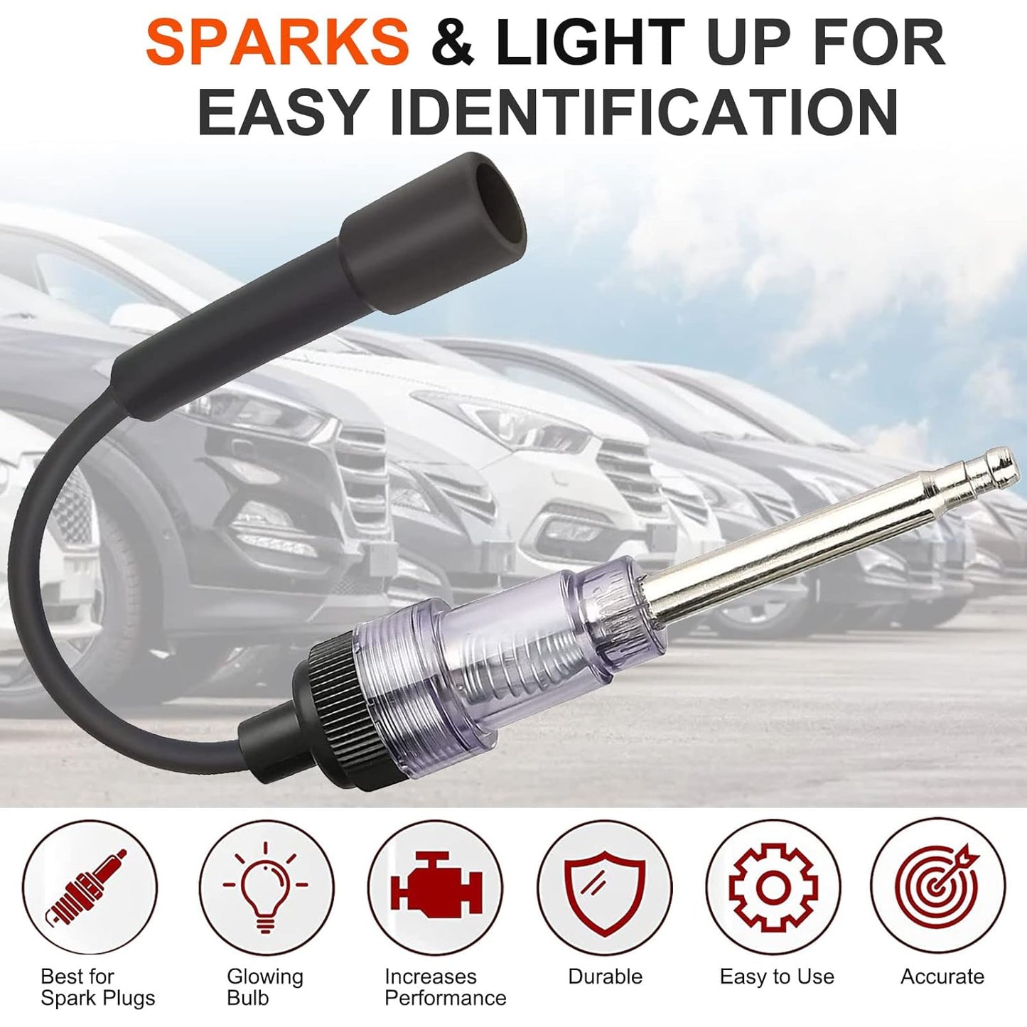 2PCS Inline Spark Plug Tester, Light Lawnmower Engine Checker, 6-12 Volt Pick Up Coil/Armature Diagnostic Detector Tool for Automotive, Car, Lawnmower, Small & Big Internal/External Engines