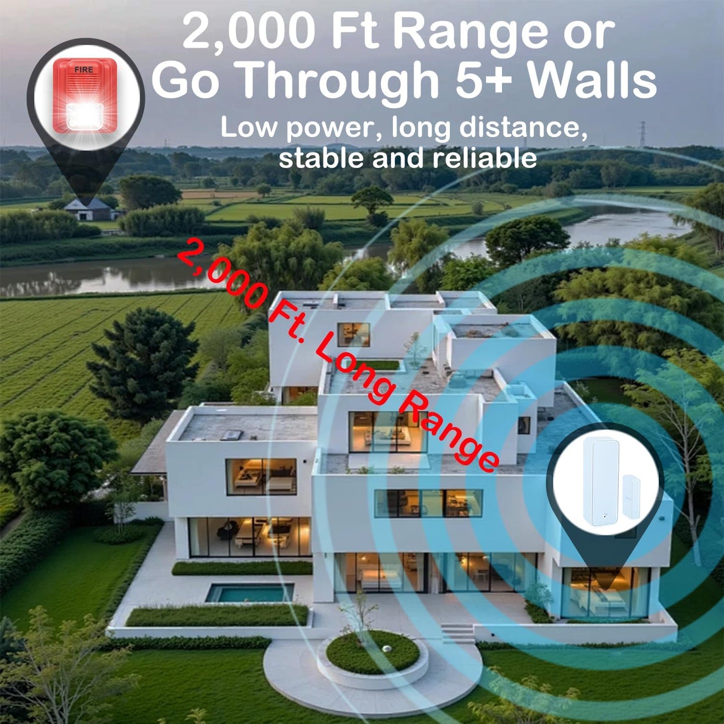 Door Chime, Wireless Door Open Contact Sensor Alarm Chime with 2,000 FT Range Voice Alert 7 Chimes 6 Volume Levels LED Indicators, Door Ringer Alert for Business/Store/Home/Office When Entering