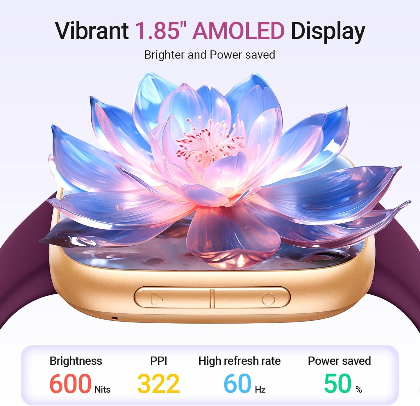 Fitpolo Smart Watch for Women, 1.85" AMOLED Fitness Tracker with Bluetooth Call, Heart Rate/Sleep/SPO₂ Monitor, 100+ Sports Modes, 3ATM Waterproof Smartwatch for Android/iPhone, Includes 2 Bands