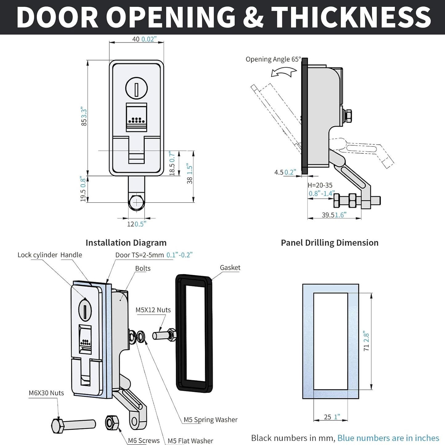 Loclink Compression Latch Lock Marine Grade Zinc Alloy for Boat Hatches, RV Camper Adjustable Lever Push Nutton Latches Hand Operated, 2-Pack with 4 Keys