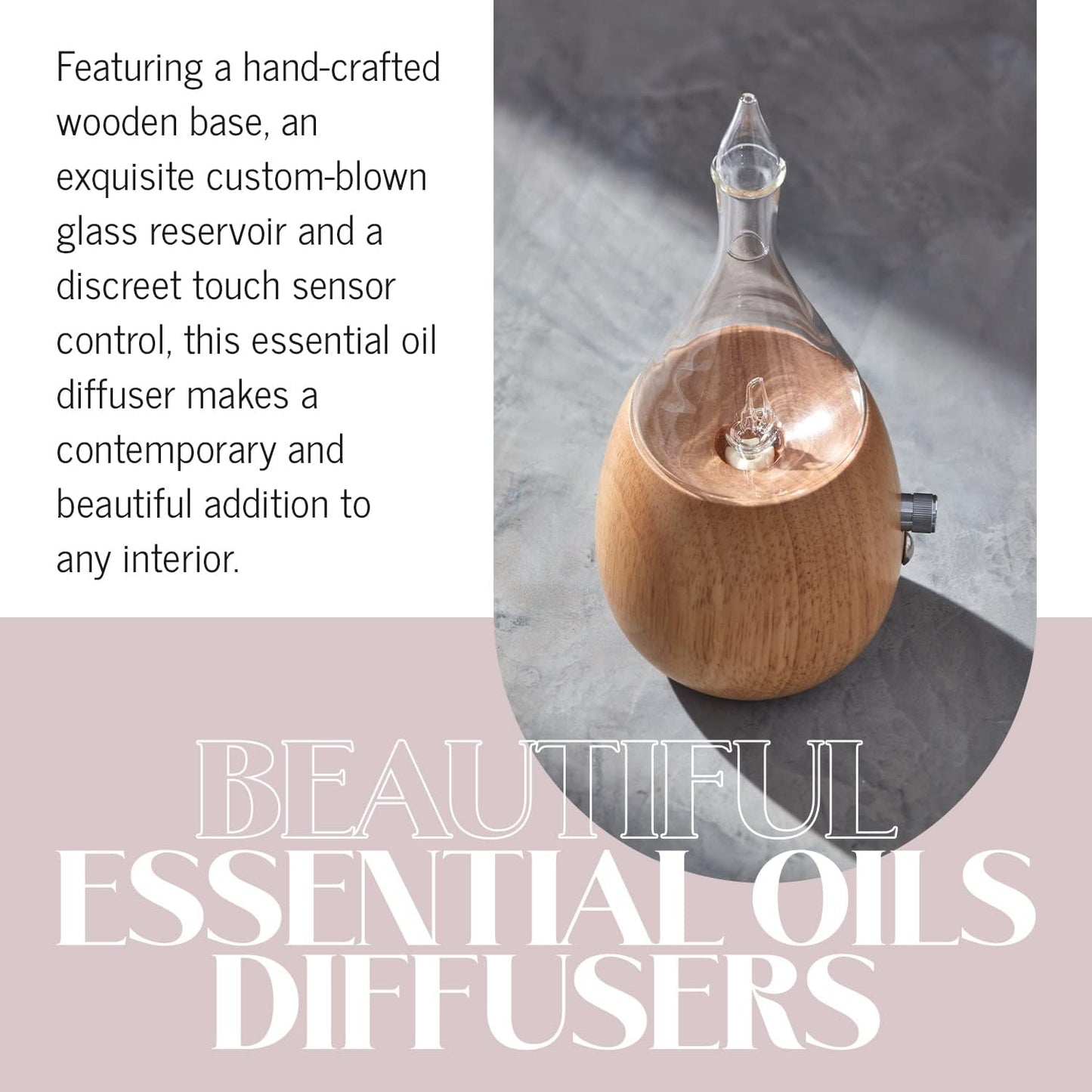 Raindrop 2.0 Aromatherapy Diffuser for Essential Oil, Waterless Glass Nebulizer w/Auto-Off Switch, BPA Free - Black