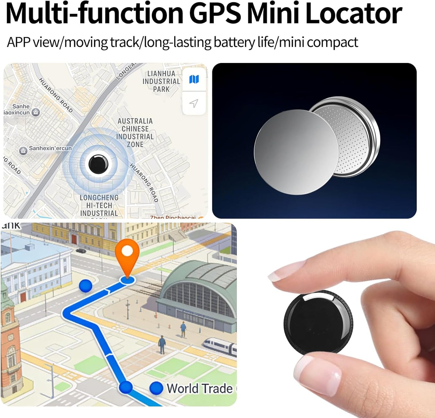Owfeel Mini Portable GPS Tracker for Vehicles, Global Tracking, Undetectable GPS Car Tracker, No Monthly Fee/No SIM Card, Tracker Device for Kids, Dogs, Cars, Elderly, Compatible with iOS & Android