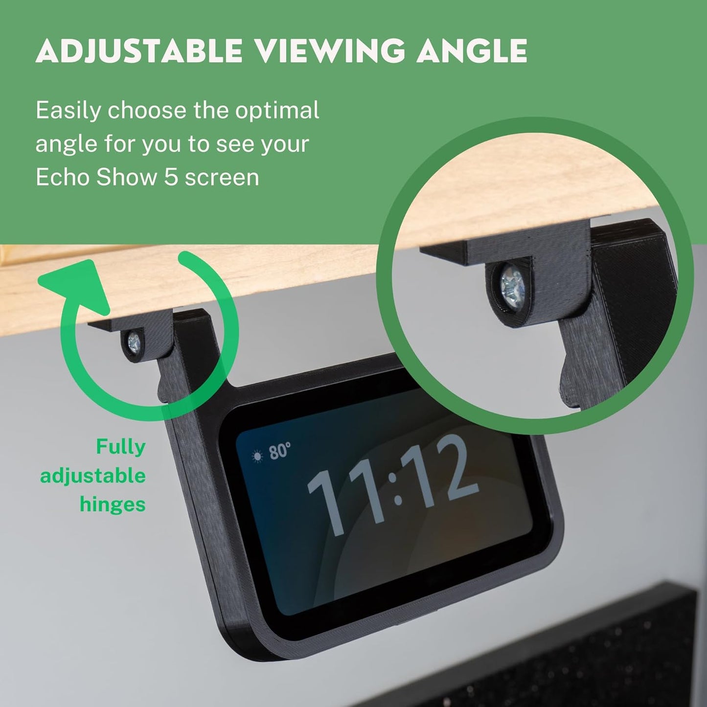 Under Cabinet Kitchen Mount Bracket for Amazon Echo Show 5 3rd Gen Alexa Devices | Compatible only with 3rd Gen 2023 Echo Show 5 Model | All Hardware Included (Black)