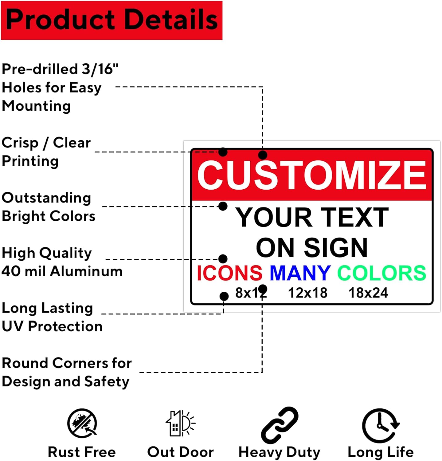 Custom Signs for Outside - Personalized Metal Signs for Outdoors, Home, Airbnb, Office, 8x12 Inch Custom Metal Sign Rust Free, UV Protected, Waterproof and Easy to Install - Made in USA