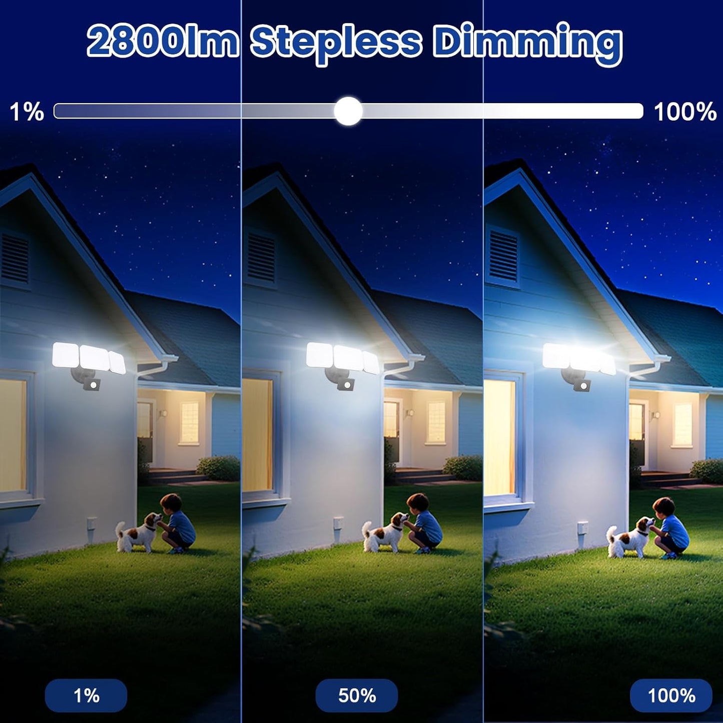 EMANER Smart Security Light Motion Sensor, Compatible with Alexa/Google Home, Adjustable Color Temperature, App Controlled WiFi Flood Light 2800LM Dimmable for Garage Driveway Porch (Black, 1-Pack)