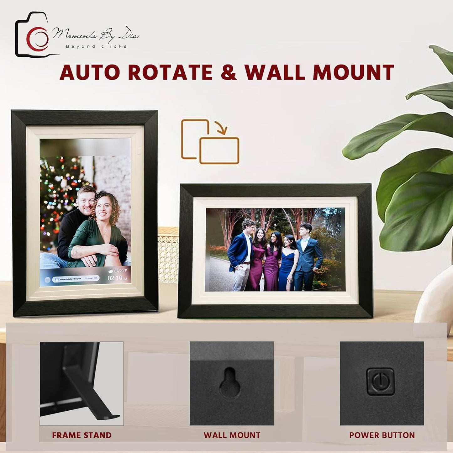 10.1” Frameo WiFi Smart Digital Photo Frame, 32GB with HD IPS Touchscreen, Auto-Rotate, Easy Photo & Video Sharing via Frameo App, Wall Mountable Electronic Gift for Family & Grandparents