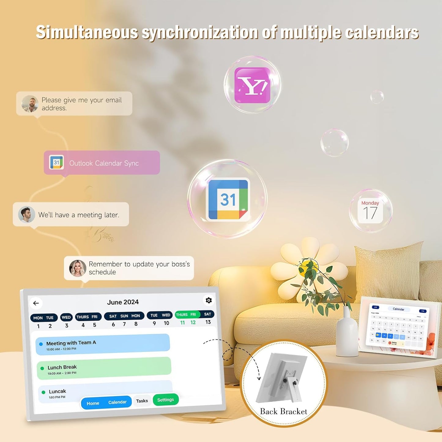 32 inch Digital Calendar,electronic digital wall touch screen smart calendar with Google Play Multi-calendar Sync for planner&personal organizers Wall/Desk Stand