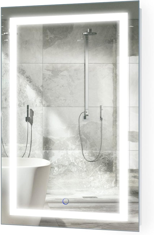 Krugg | 20 Inch X 32 Inch LED Bathroom Mirror | Lighted Vanity Mirror Includes Dimmer & Defogger | Wall Mount Vertical or Horizontal Installation