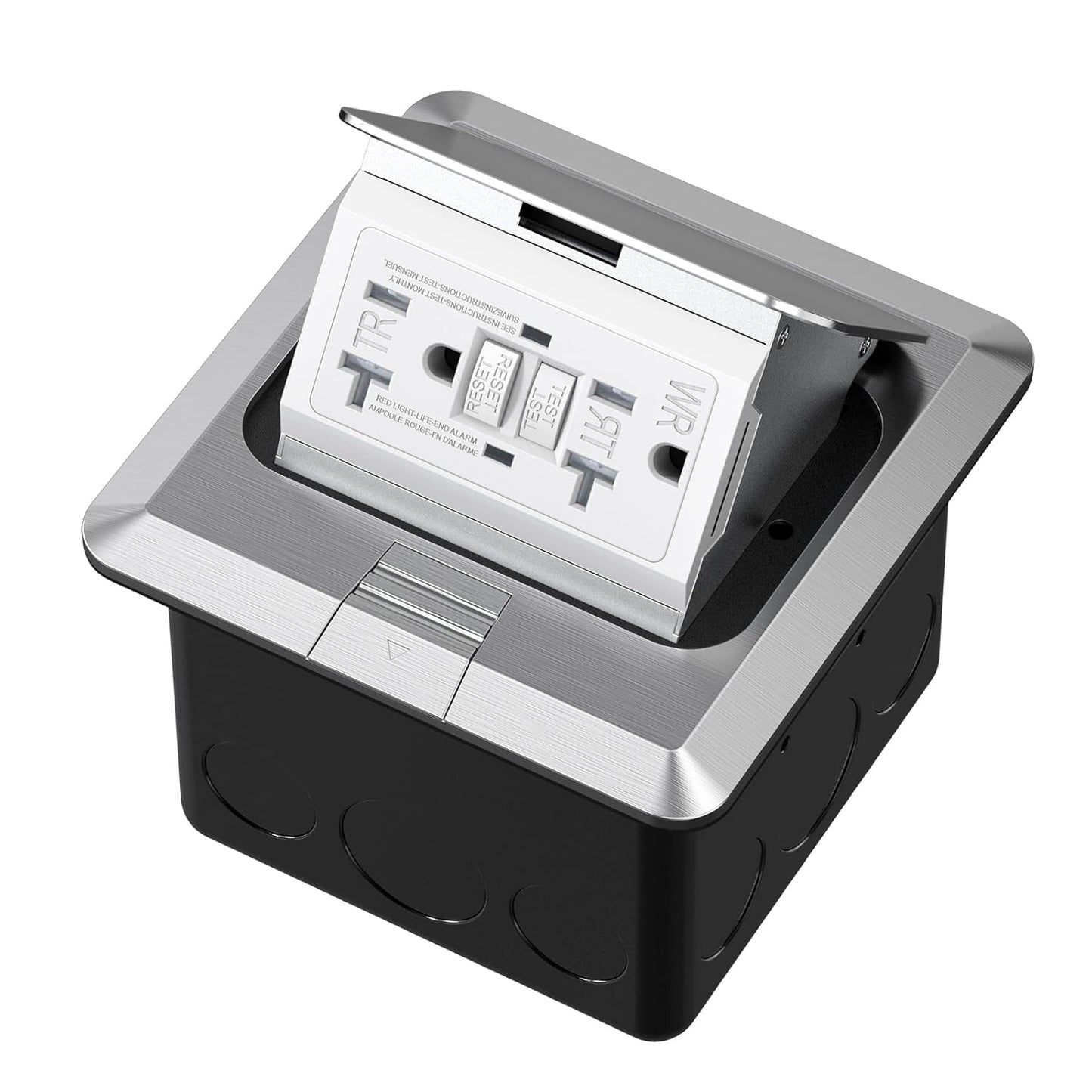 KYHSHJ Pop Up Floor Electrical Outlet with 20 Amp Stainless Steel GFCI Tamper Receptacle Outlet， Corrosive Resistant Hardware，ETL Listed,Silver