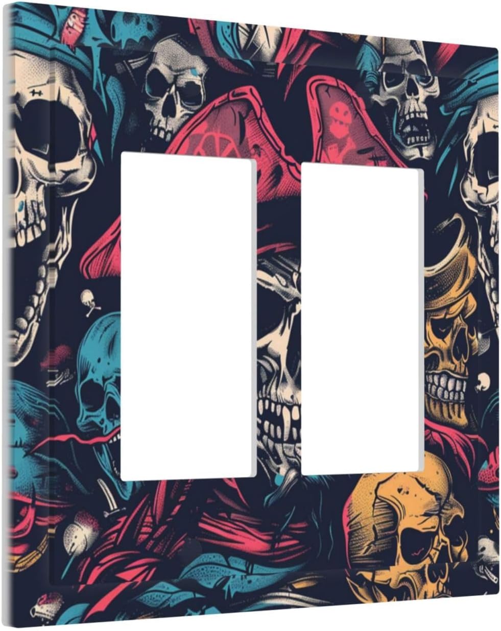 Decorative Outlet Covers Pirate Colourful Skeleton Red Hat 2 Gang Double Gfci Rocker Electrical Wall Panels Light Switch Cover Plate For Farmhouse Cabin Decor