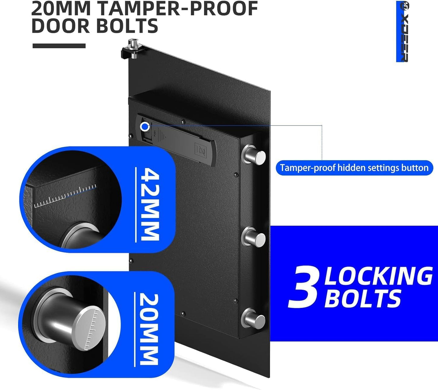 XDeer Biometric Safe Box, Quick-Access Security Safe Box with Upgraded Fingerprint, Steel Handgun Safe Lock Box for Kid/Home/Office (2.04 Cu.Ft【NO FPR】)