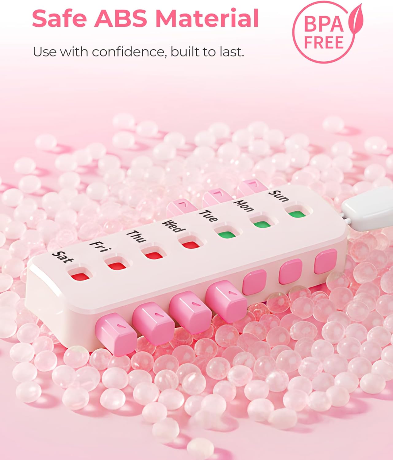 Pill Reminder for Easy Tracking Without Refills, Reusable Pill Tracker for Vairous Bottles, Arthritis-Friendly & Anti-Slide Medication Tracker, Compact Medicine Reminder for Pet Meds, Pink, 2-Pack