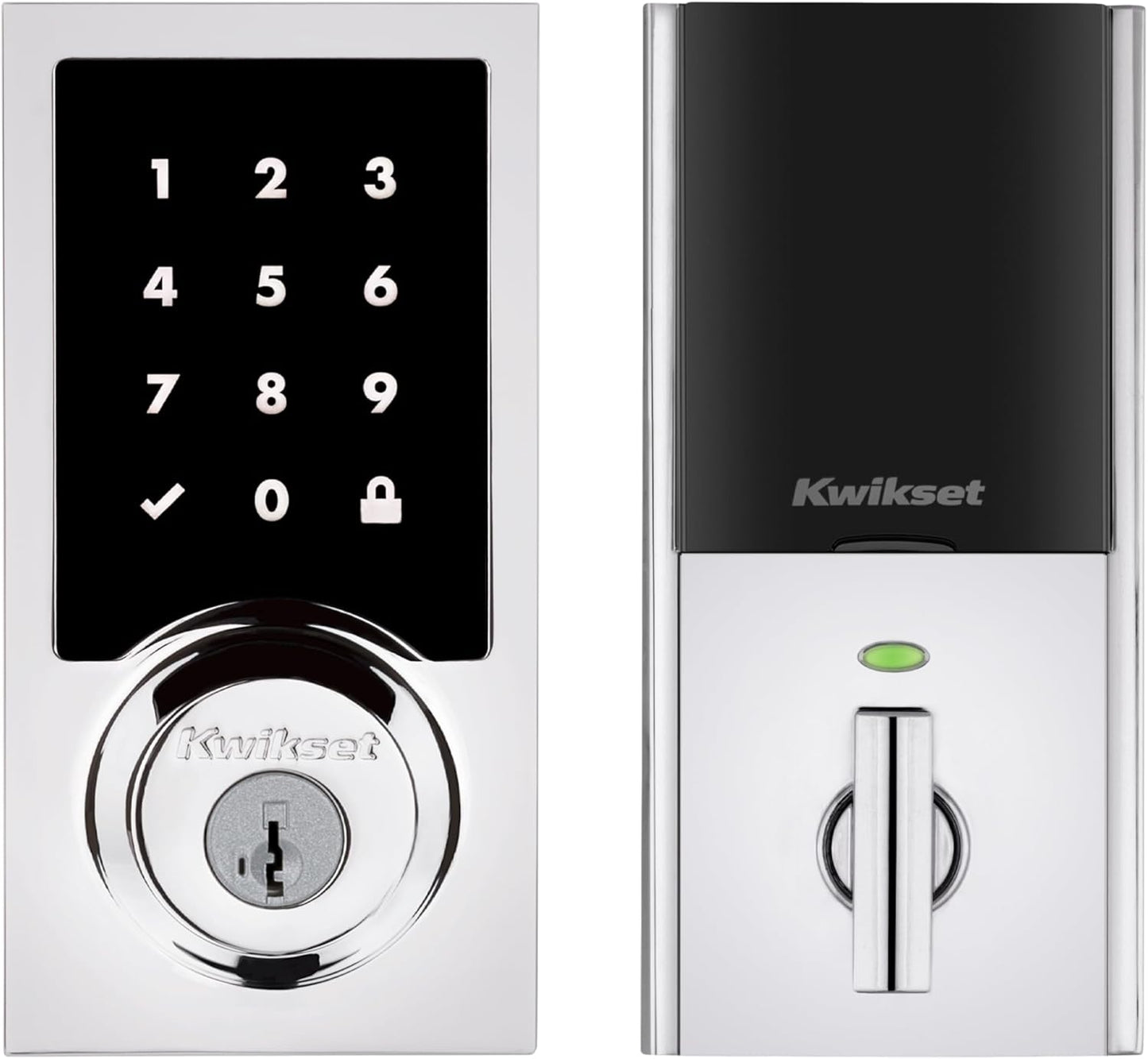 Kwikset HomeConnect 918 Contemporary Z-Wave Long Range Enabled Touchscreen Lock Works with Ring Alarm, Samsung SmartThings Hub Required, Sold Separately in Polished Chrome