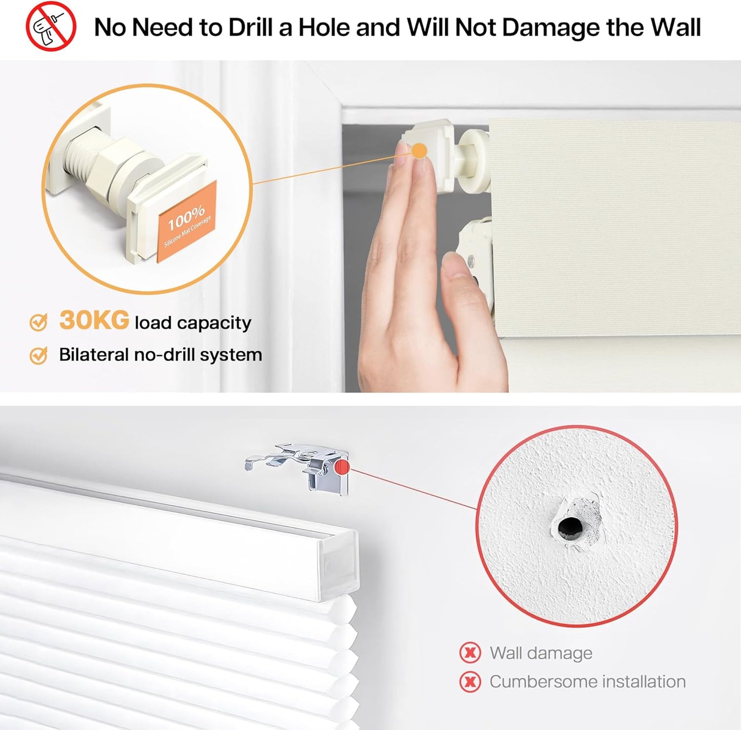 LazBlinds No Drill Blinds for Indoor Windows, Blackout Roller Shades, Cordless Window Blackout Blinds, Thermal Insulated Fabric UV Protection for Home and Office, 23" W x 48" H, Cream