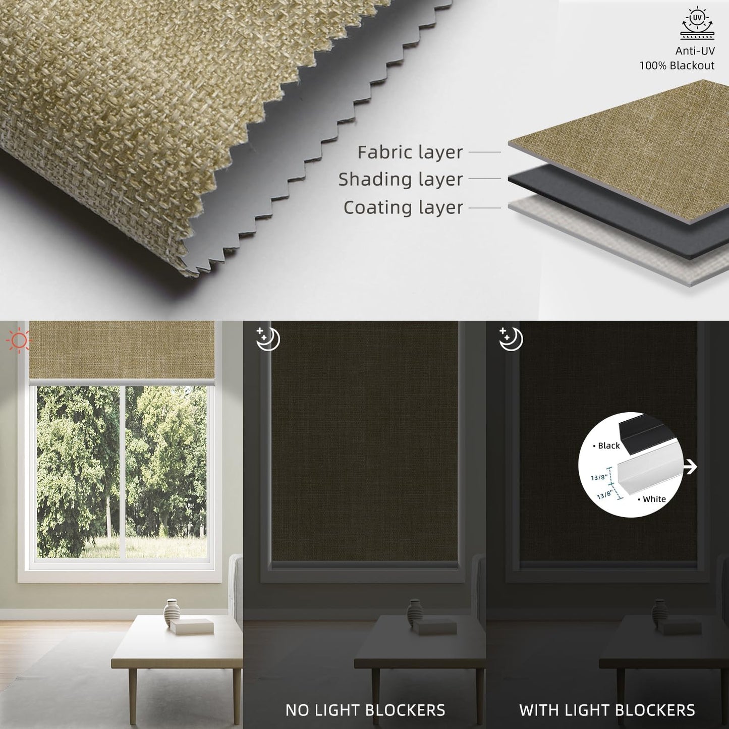 SmartWings Motorized 100% Blackout Shades Blinds, Custom Size, Cordless Window Shades with Rechargeable Battery, Work with Matter/Apple HomeKit, Alexa, Thread/Zigbee, Remote Optional, Vigor Wheat