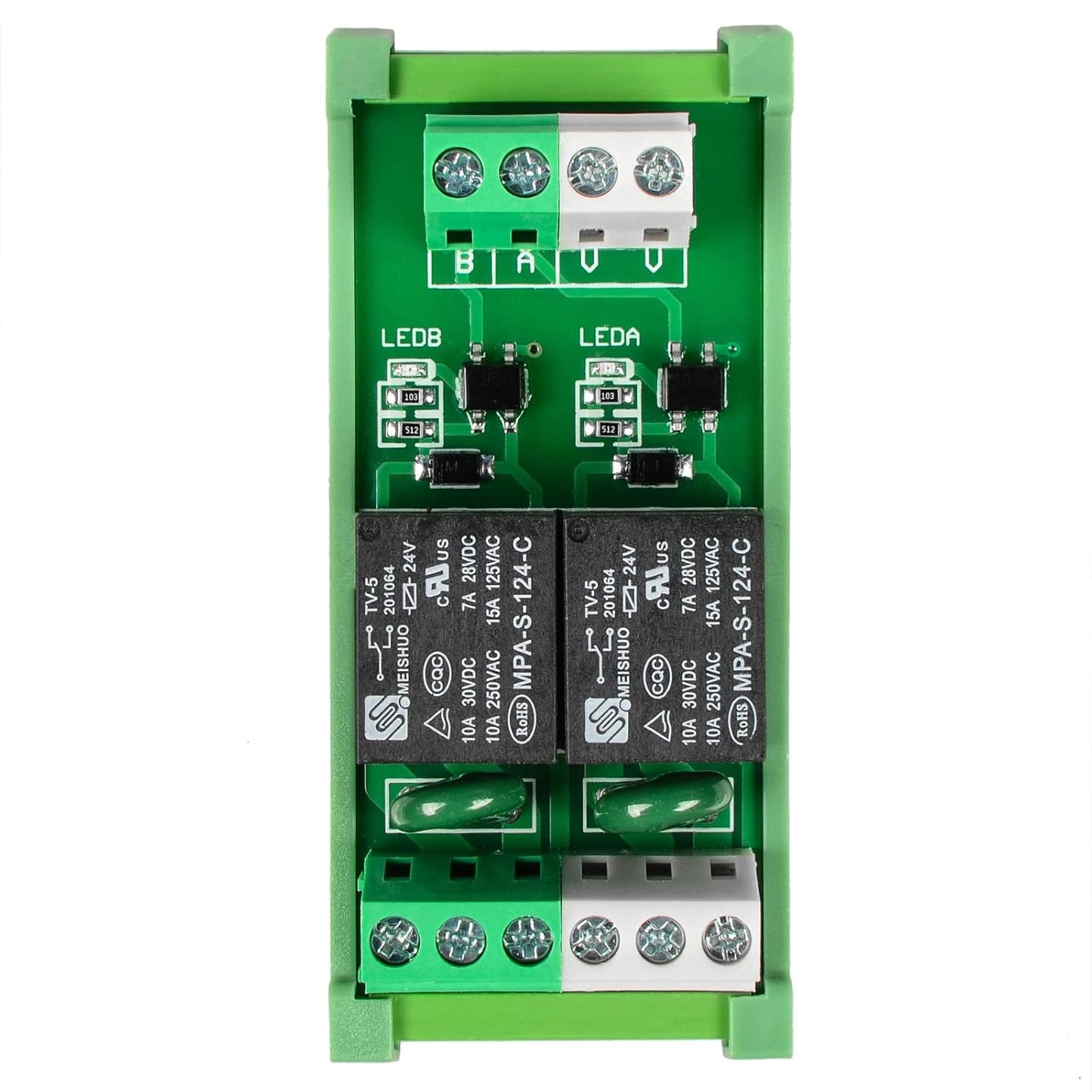 Relay Board, Relay Module 2 Channel 1 SPDT DIN Rail Mount 24V DC/AC, Interface Board(FY-T732C-D24)