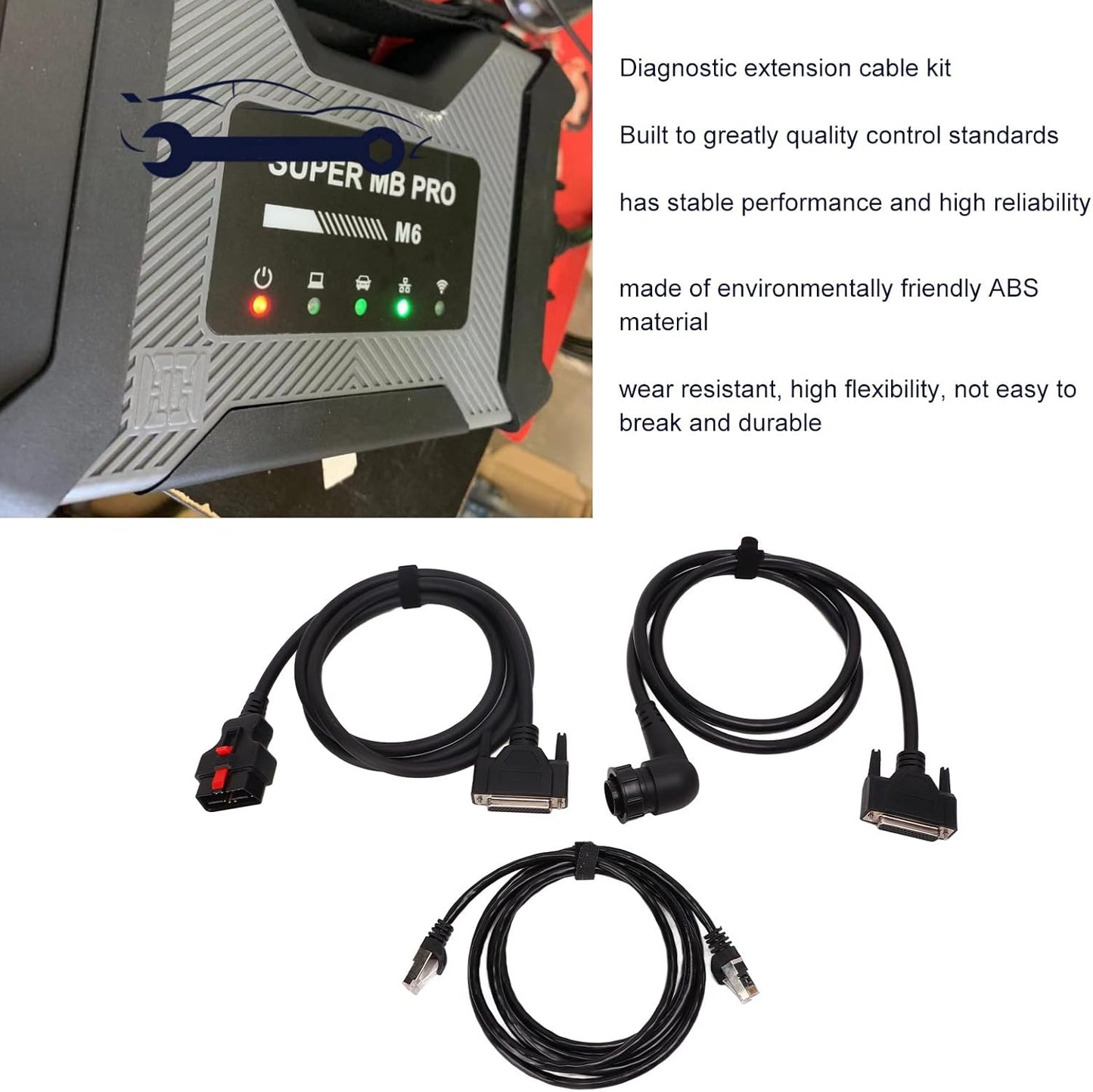 Diagnostic Extender Cable Kit for, OBD2 16pin Extension Cable, 14pin Connection Network Cable, Plug and Play Scanner Adapter with ABS Material for Car Diagnostic Tool