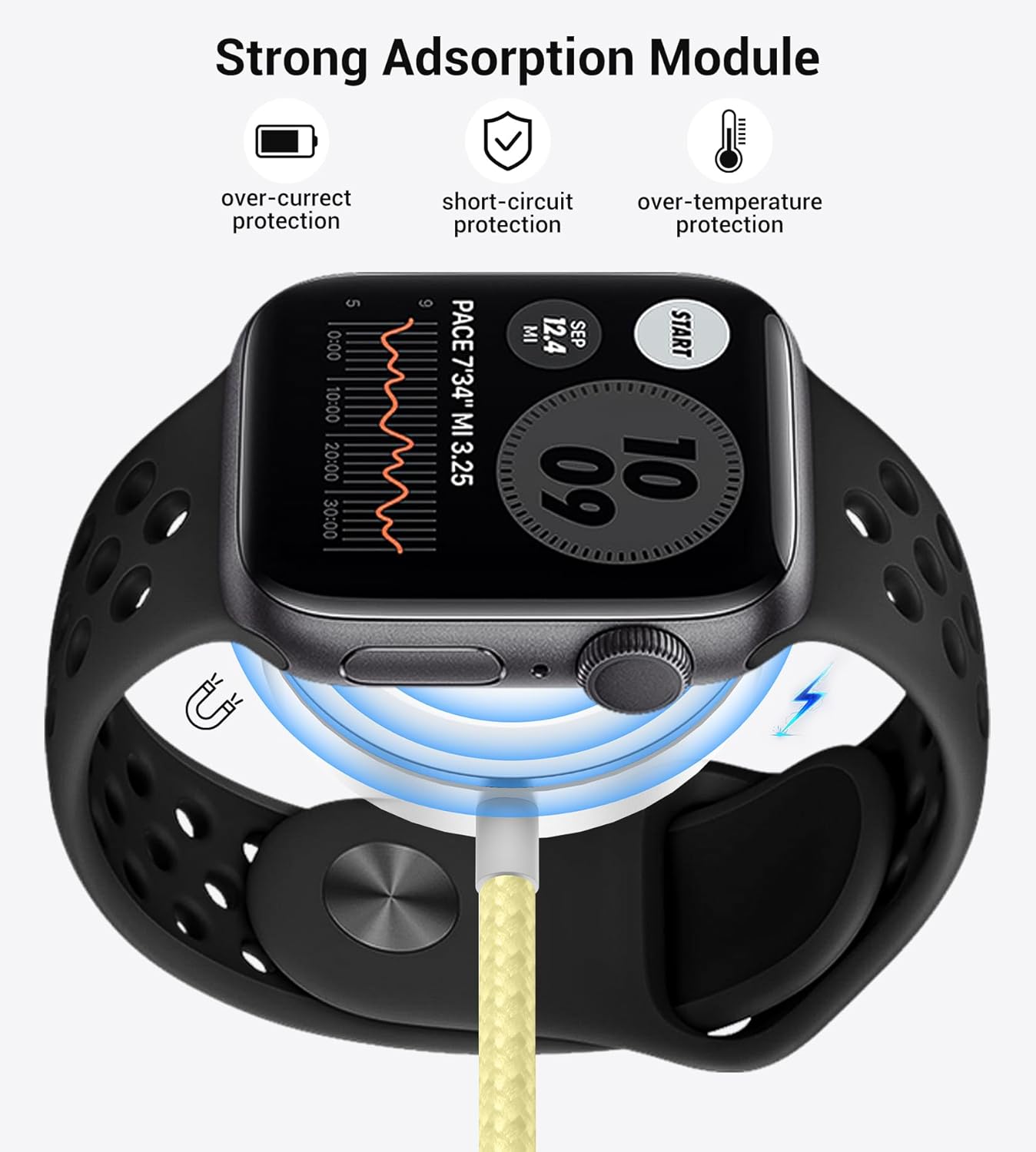 Temdan for Travel Vacation Essentials,3 in 2 USB C Cable for Apple Watch Charger/iPhone 17 Charger/Lightning,Multi Charging Cable Cord,Camping Essentials,Designed for iWatch &iPhone 16-12-4FT Yellow