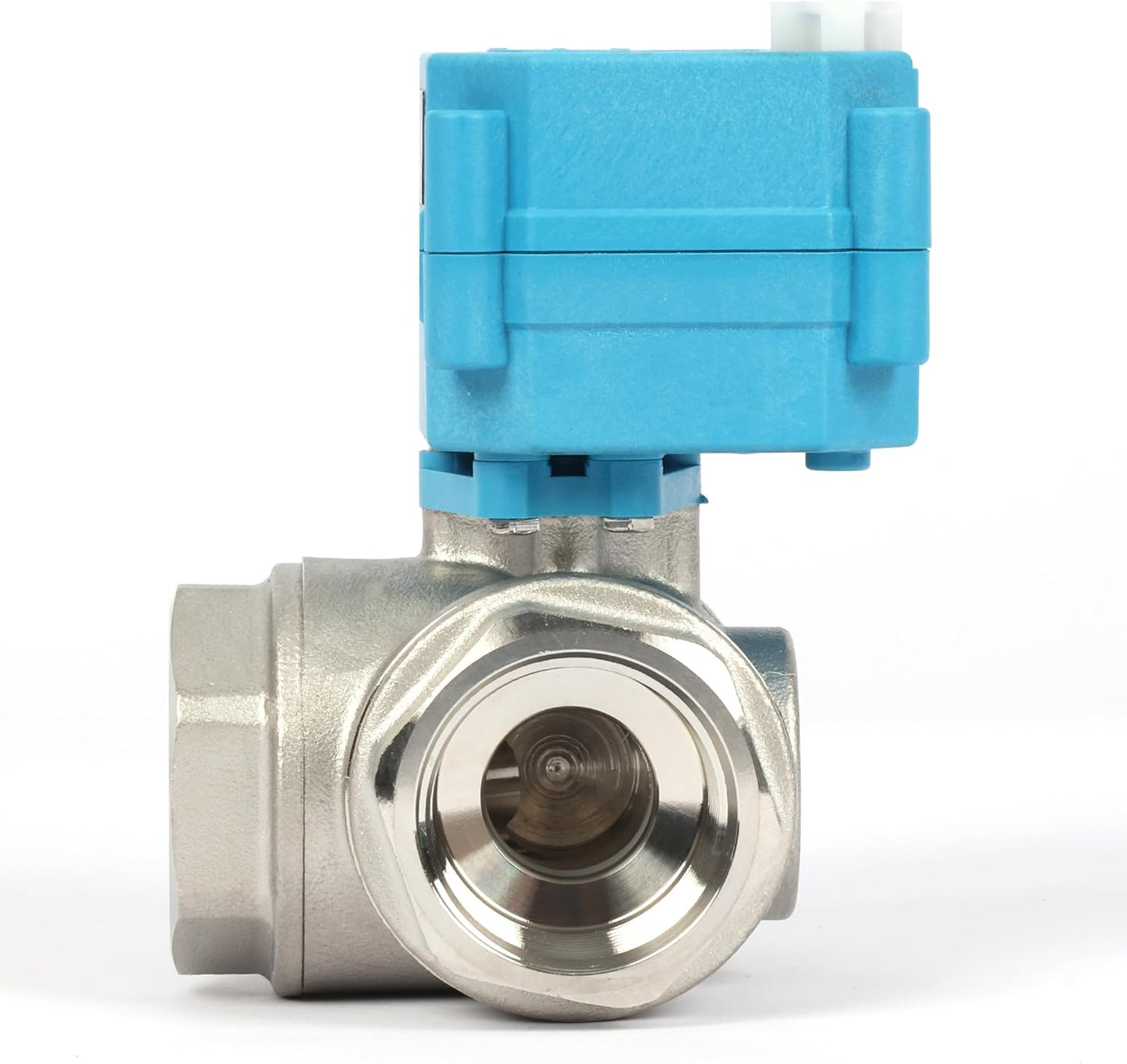U.S. Solid 1" 3 Way Stainless Steel Motorized Ball Valve AC110-230V, L Type Water Shutoff Valve with Manual Function, Standard Port