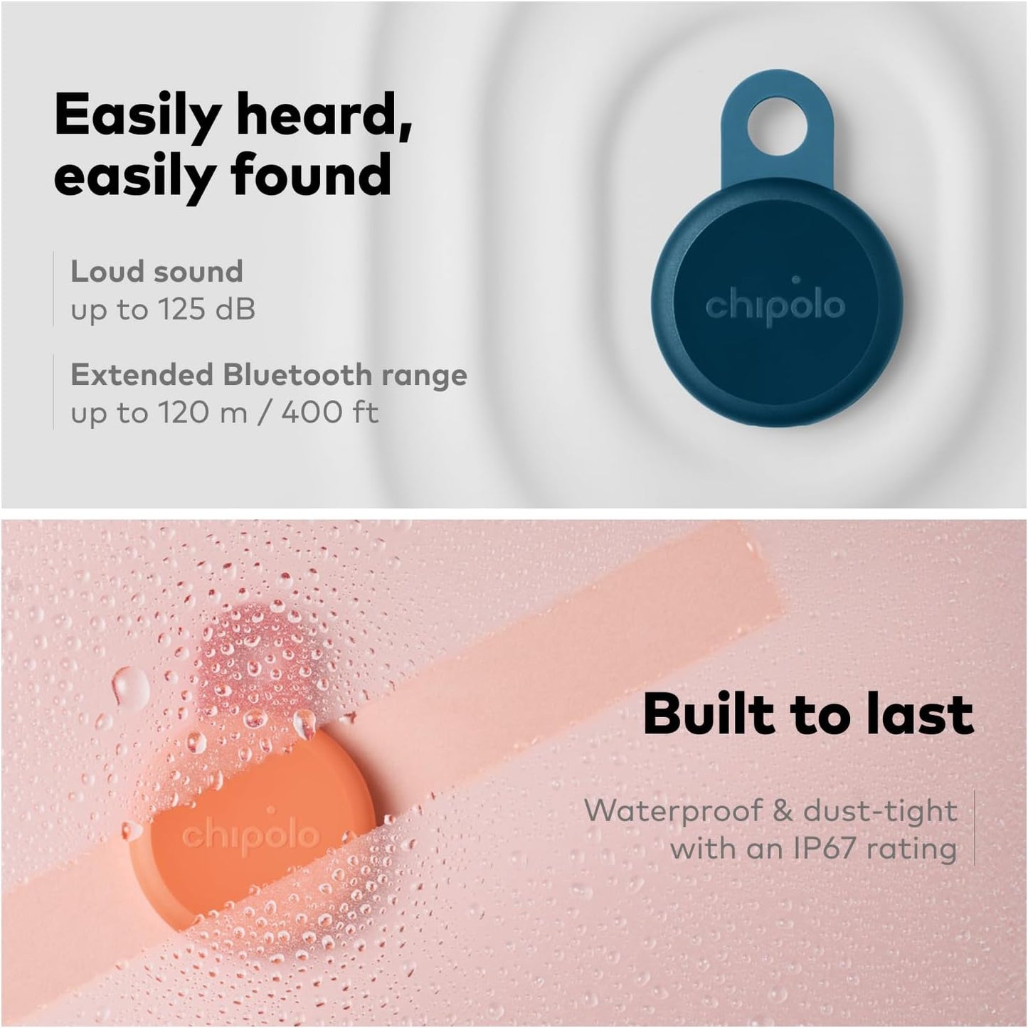 Chipolo LOOP - Rechargeable Bluetooth Tracker for Key and Pocket Location, Compatible with Apple or Google, Call Your Phone & Out of Range Alerts for Android
