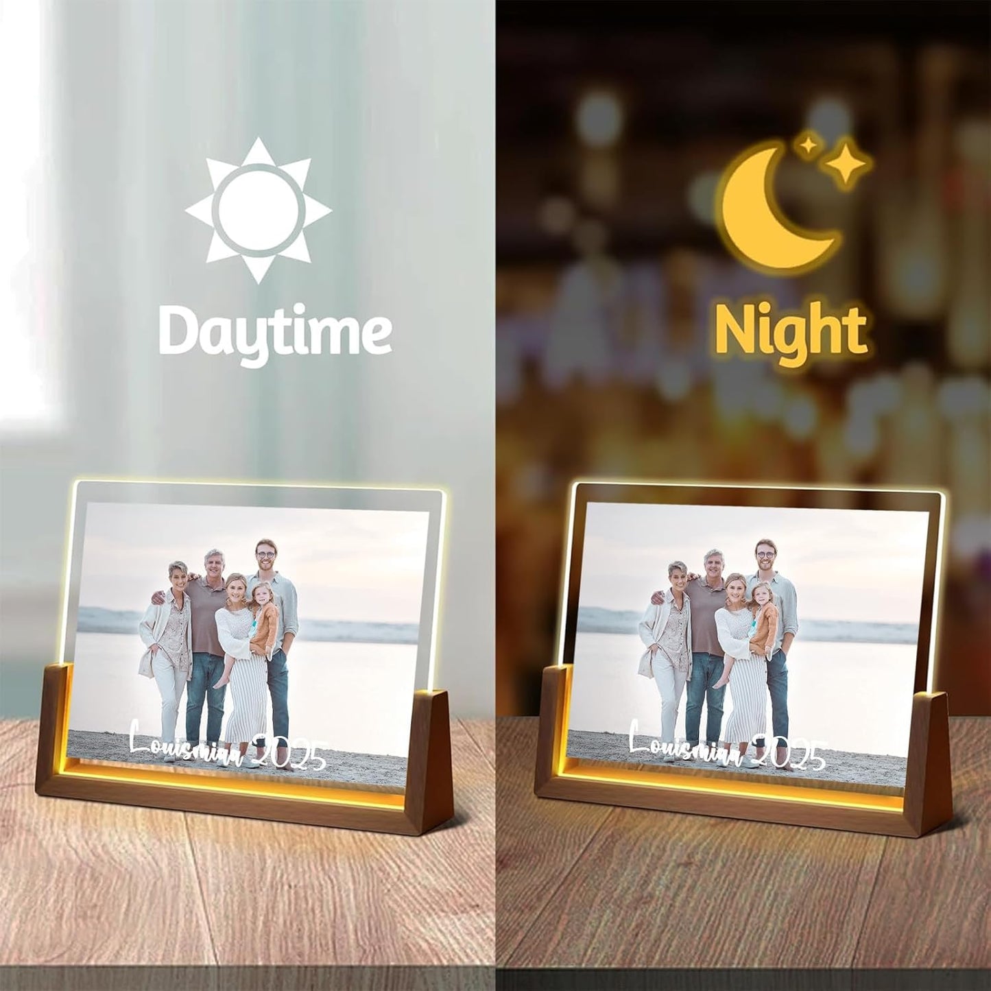 LOUISMIAA Customized Picture Frames with Night Light,Decorative Plaque Anniversary Birthday Mother’s Day Father’s Day Valentine’s Personalized Gifts for Boyfriend Girlfriend Couple Same Day Shipping