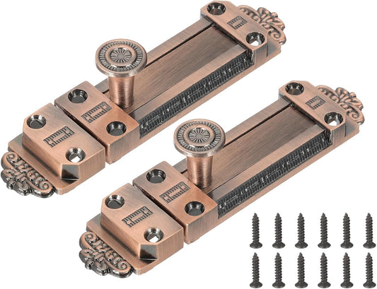 PATIKIL Barrel Bolt Latch, 2 Pack 4 Inch Slide Door Locks Zinc Alloy Gate Door Catch Bolt Latch for Bathroom Bedroom Barn Warehouse, Red Bronze