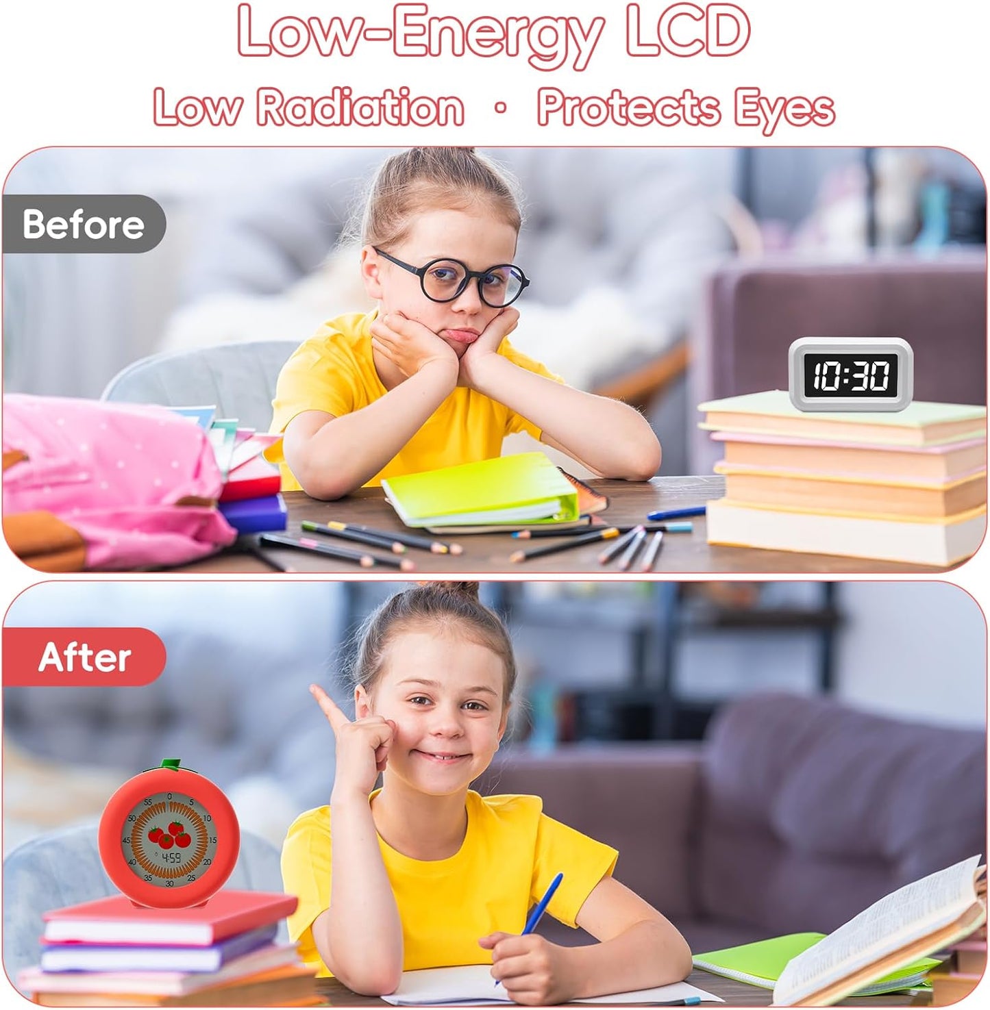 Visual Timer for Kids, 299-Minute Cute Kids Pomodoro Timer with Eye-Protection Screen & Protective Case, Homeschool Supplies Study Teaching Time Management Tool