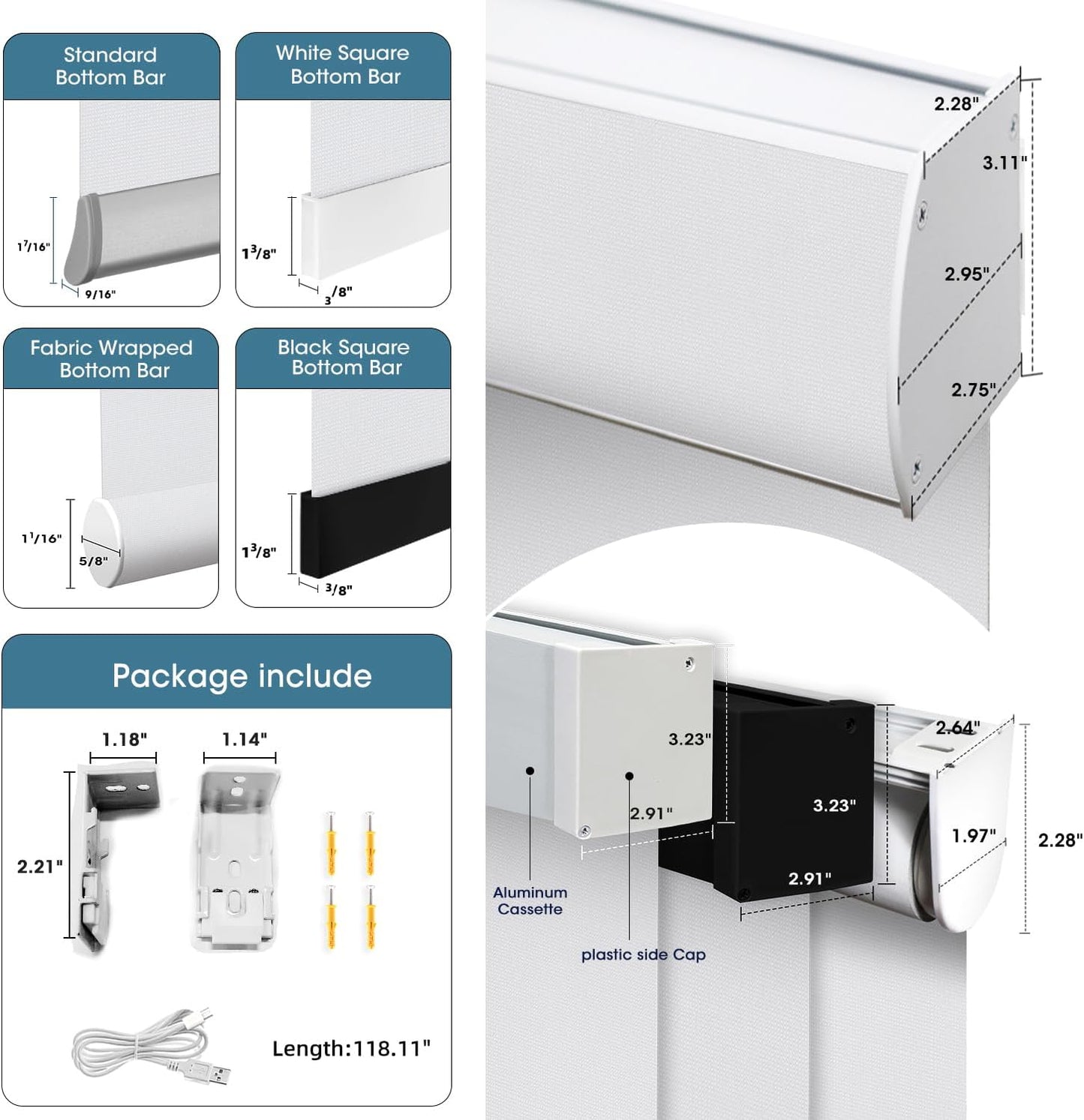 SmartWings Motorized Light Filtering Shades, 50% Blackout PVC Free Smart Blinds, Custom Size, Rechargeable Battery, Works with Matter/Apple HomeKit, Alexa, Thread/Zigbee, Remote Optional, 50% White