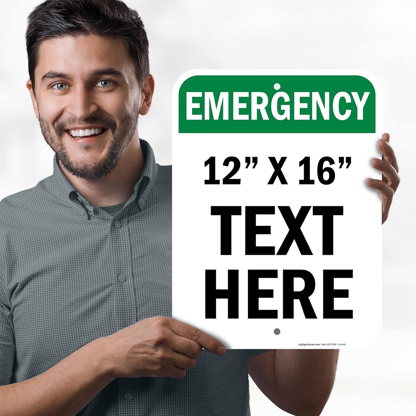 Custom Emergency Sign, OSHA Sign, 12x16 Inches, Post Holes, Rust Free .040 Aluminum, Fade Resistant, Indoor/Outdoor Use, Made in USA by My Sign Center